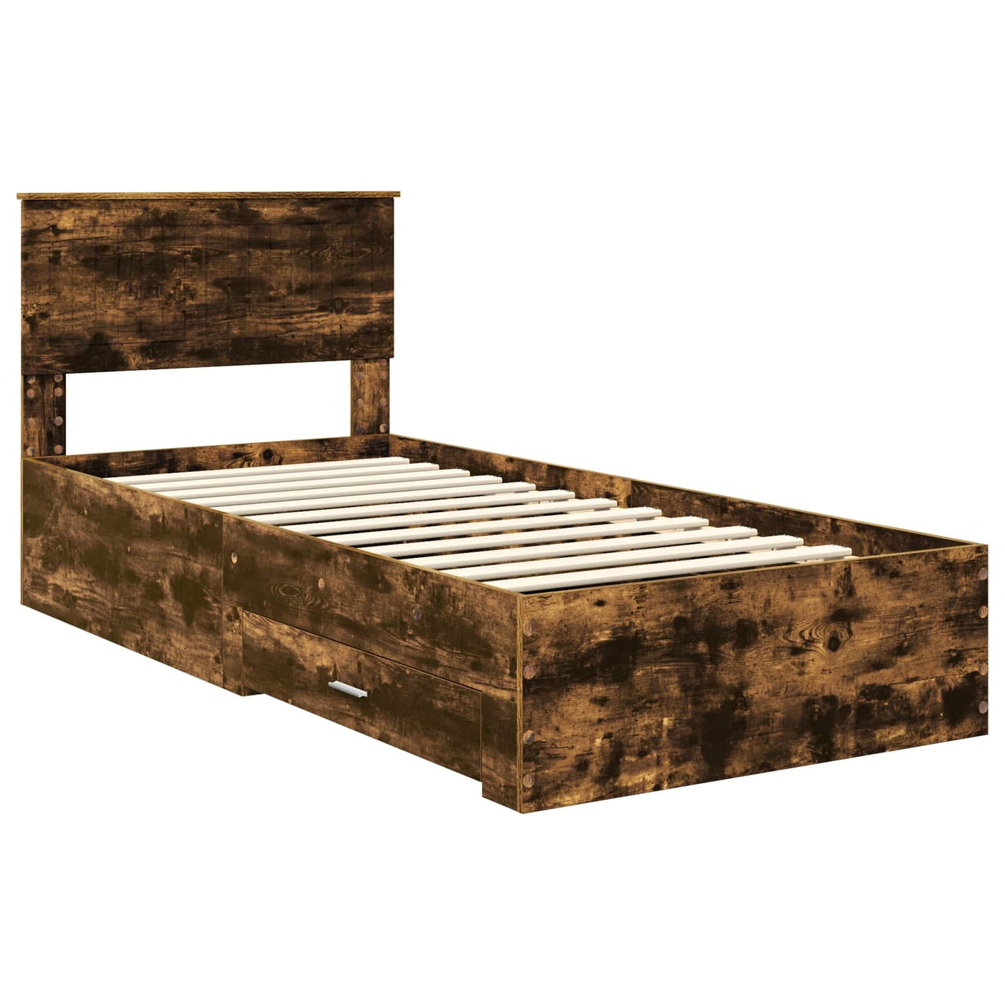 Bed Frame with Headboard Smoked Oak 90 x 200 cm Engineered Wood
