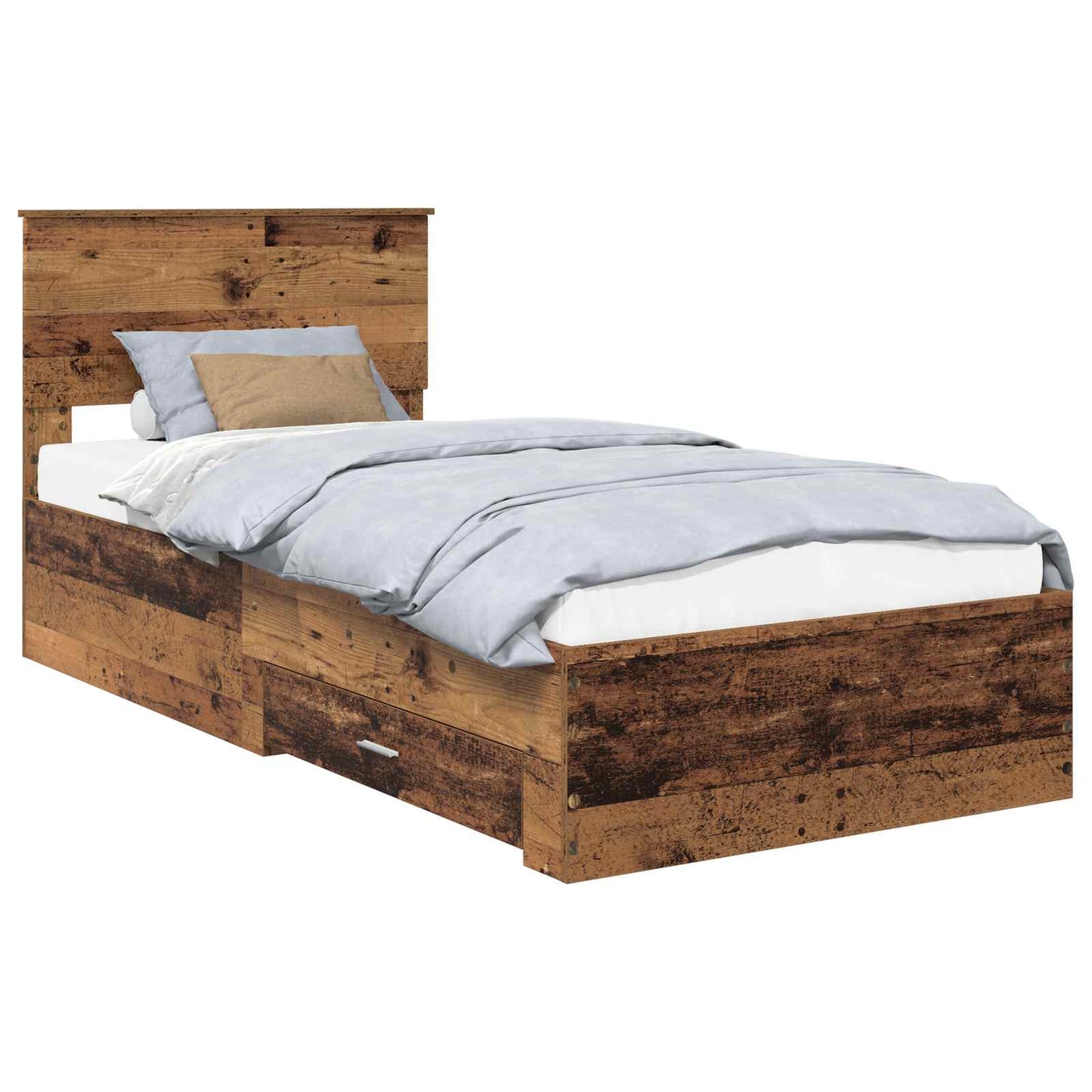 Bed Frame with Headboard Old Wood 90 x 200 cm Engineered Wood