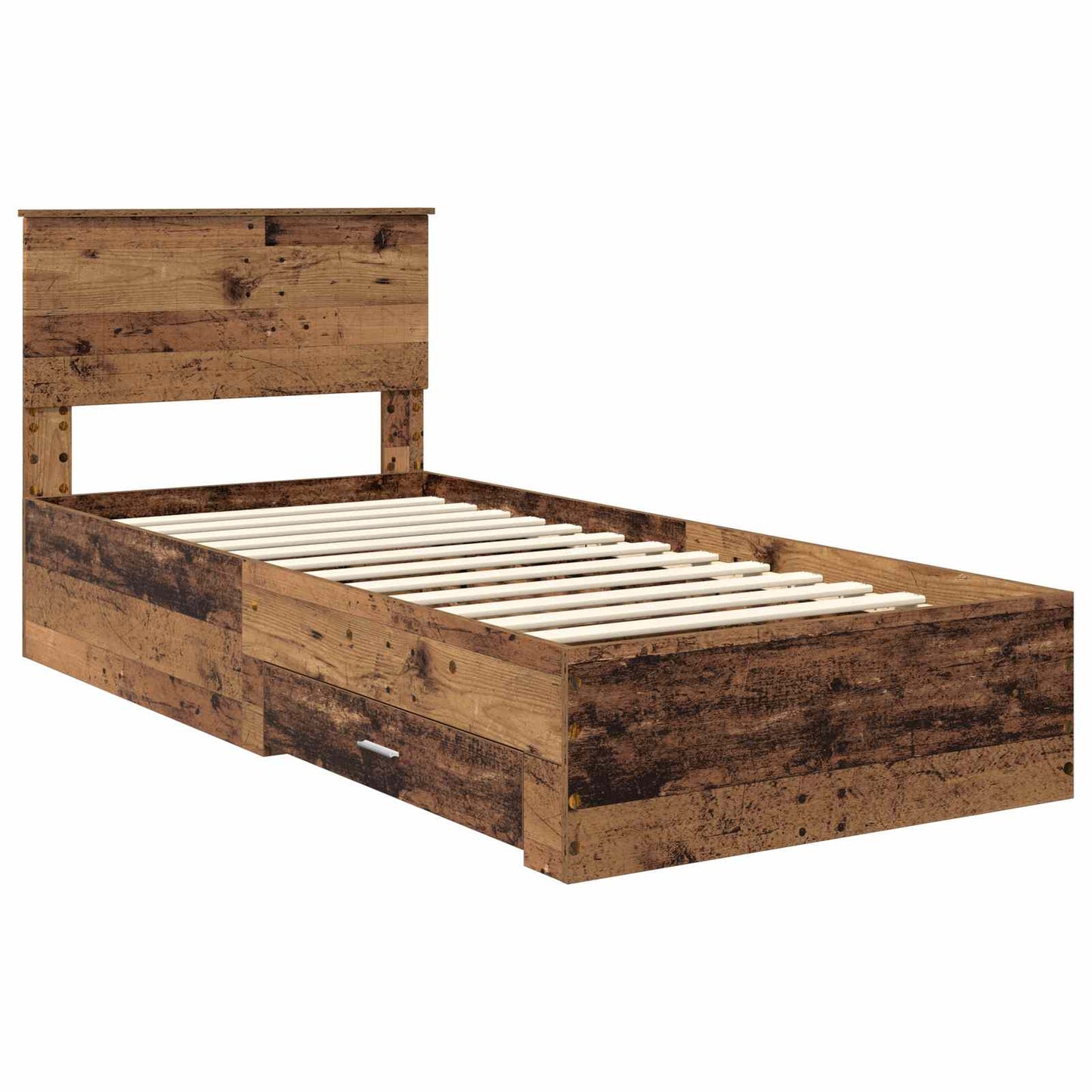 Bed Frame with Headboard Old Wood 90 x 200 cm Engineered Wood