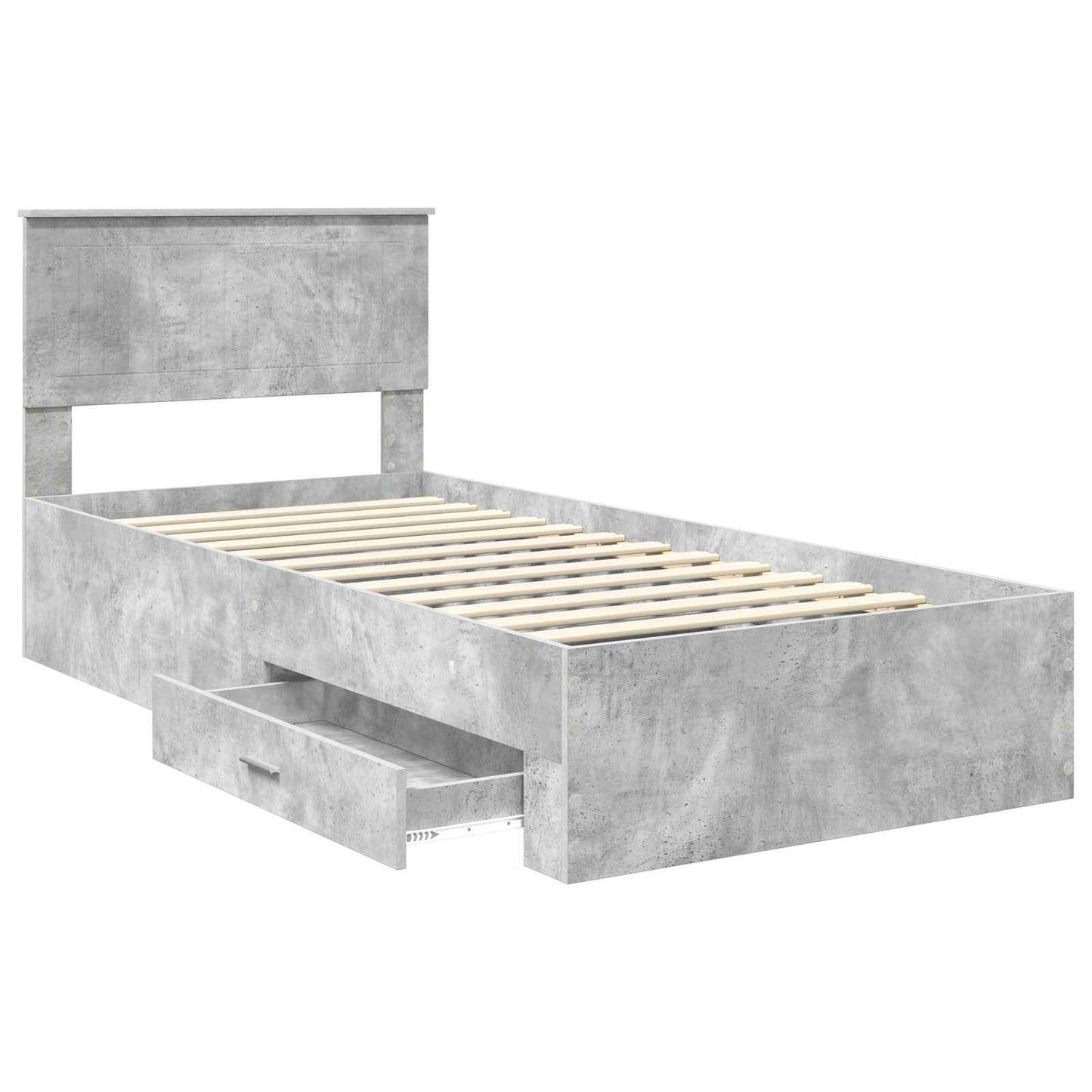 Bed Frame with Drawer Concrete Grey 90 x 190 cm Engineered Wood