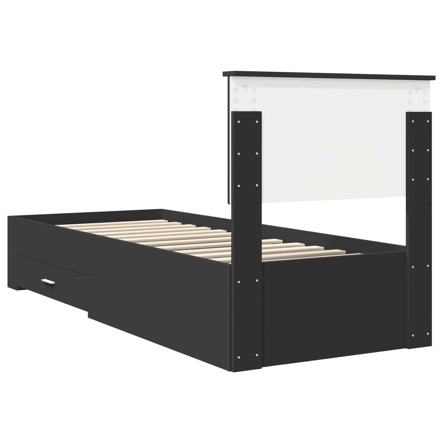 Bed Frame Black and Silver 75 x 190 cm Engineered Wood