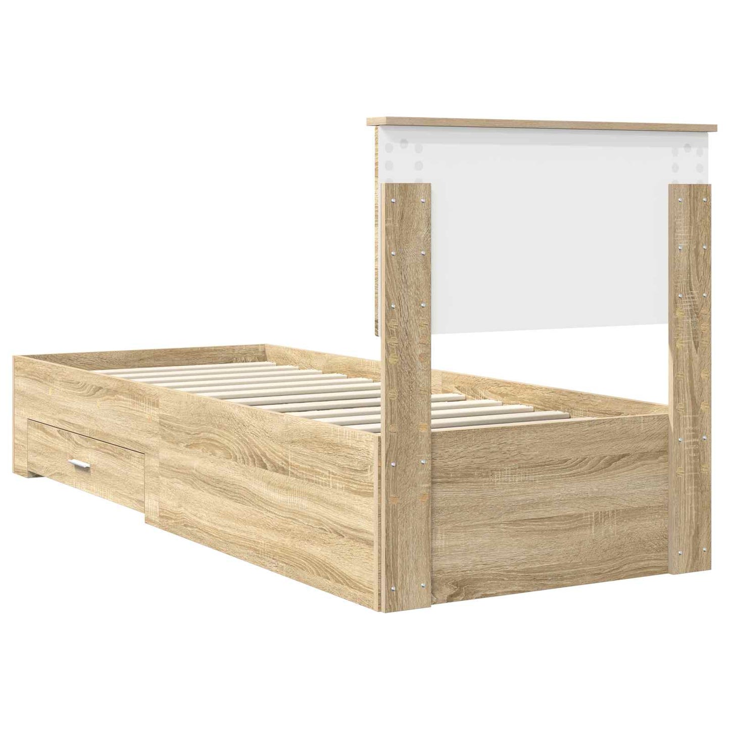 Bed Frame Sonoma Oak and Silver 75 x 190 cm Engineered Wood