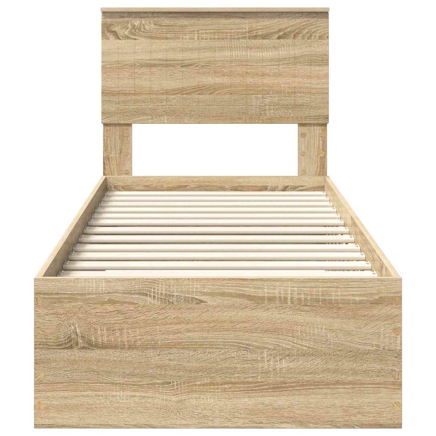 Bed Frame Sonoma Oak and Silver 75 x 190 cm Engineered Wood