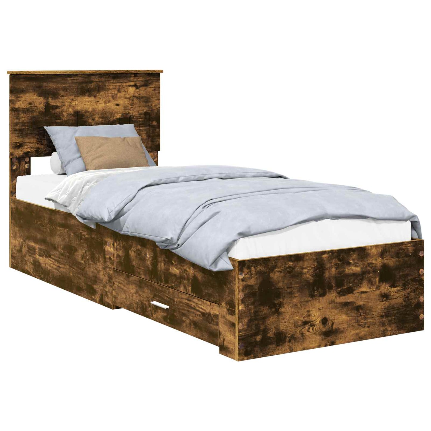 Bed Frame Smoked Oak and Silver 75 x 190 cm Engineered Wood