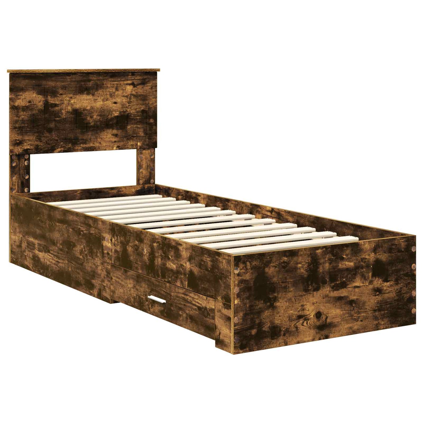 Bed Frame Smoked Oak and Silver 75 x 190 cm Engineered Wood