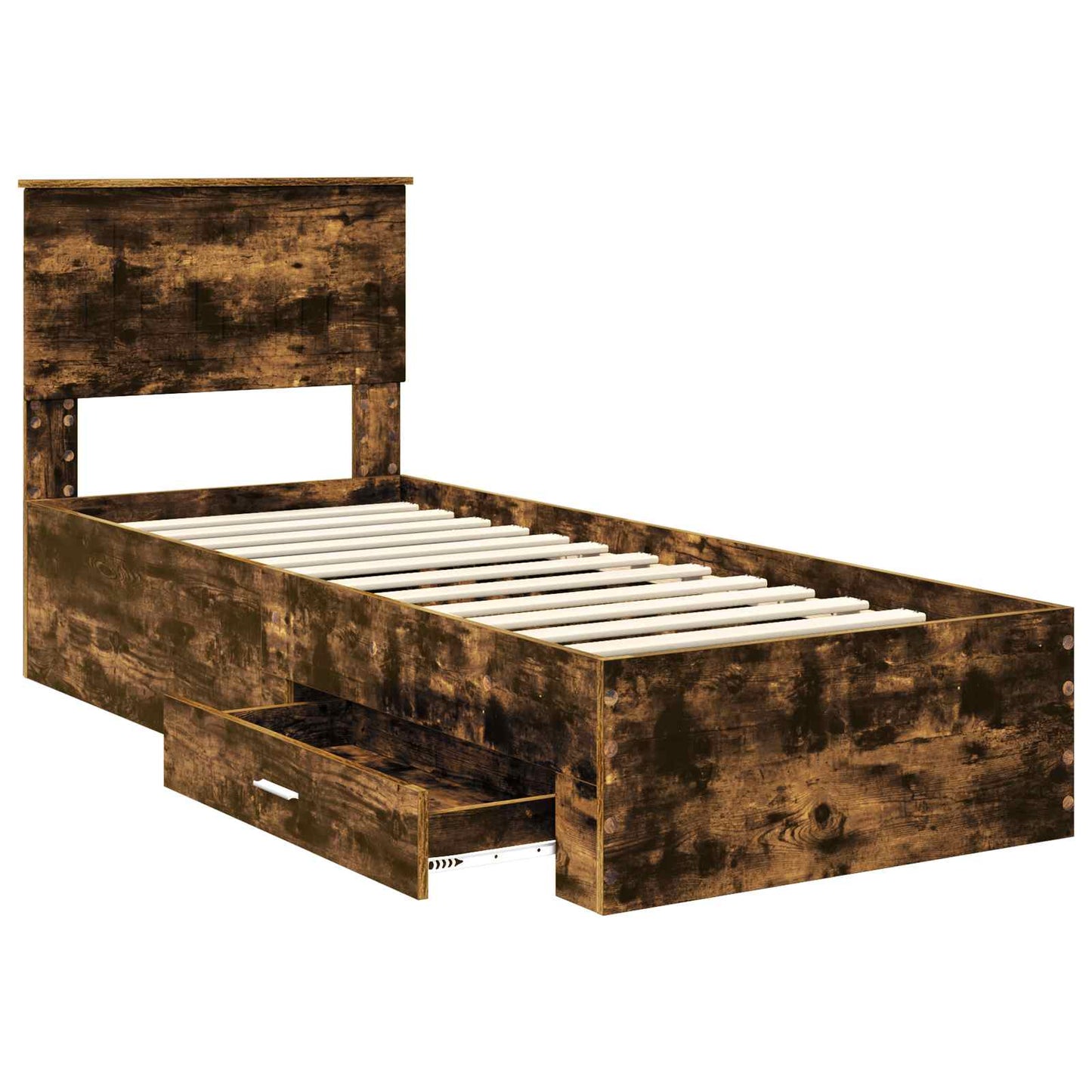 Bed Frame Smoked Oak and Silver 75 x 190 cm Engineered Wood