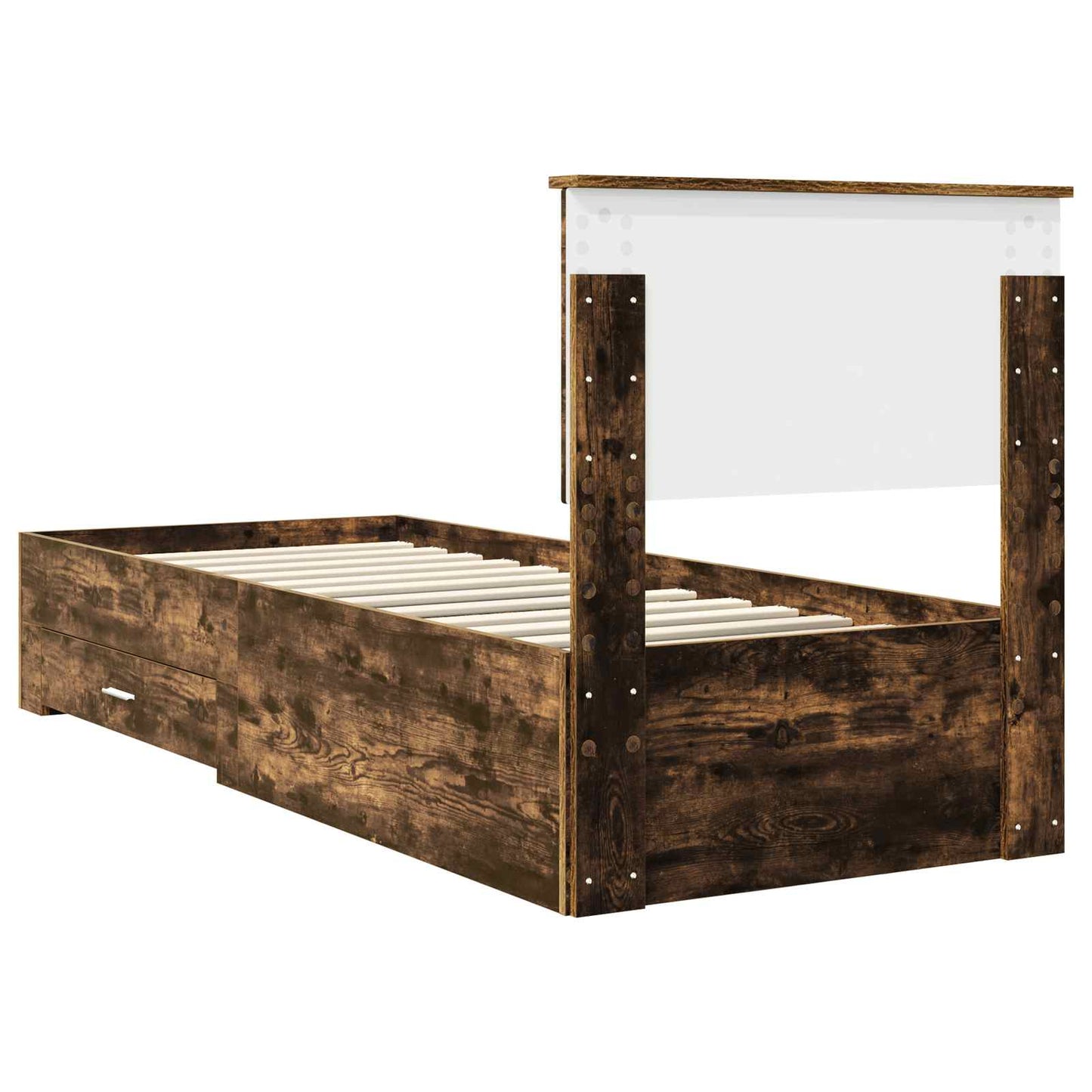 Bed Frame Smoked Oak and Silver 75 x 190 cm Engineered Wood