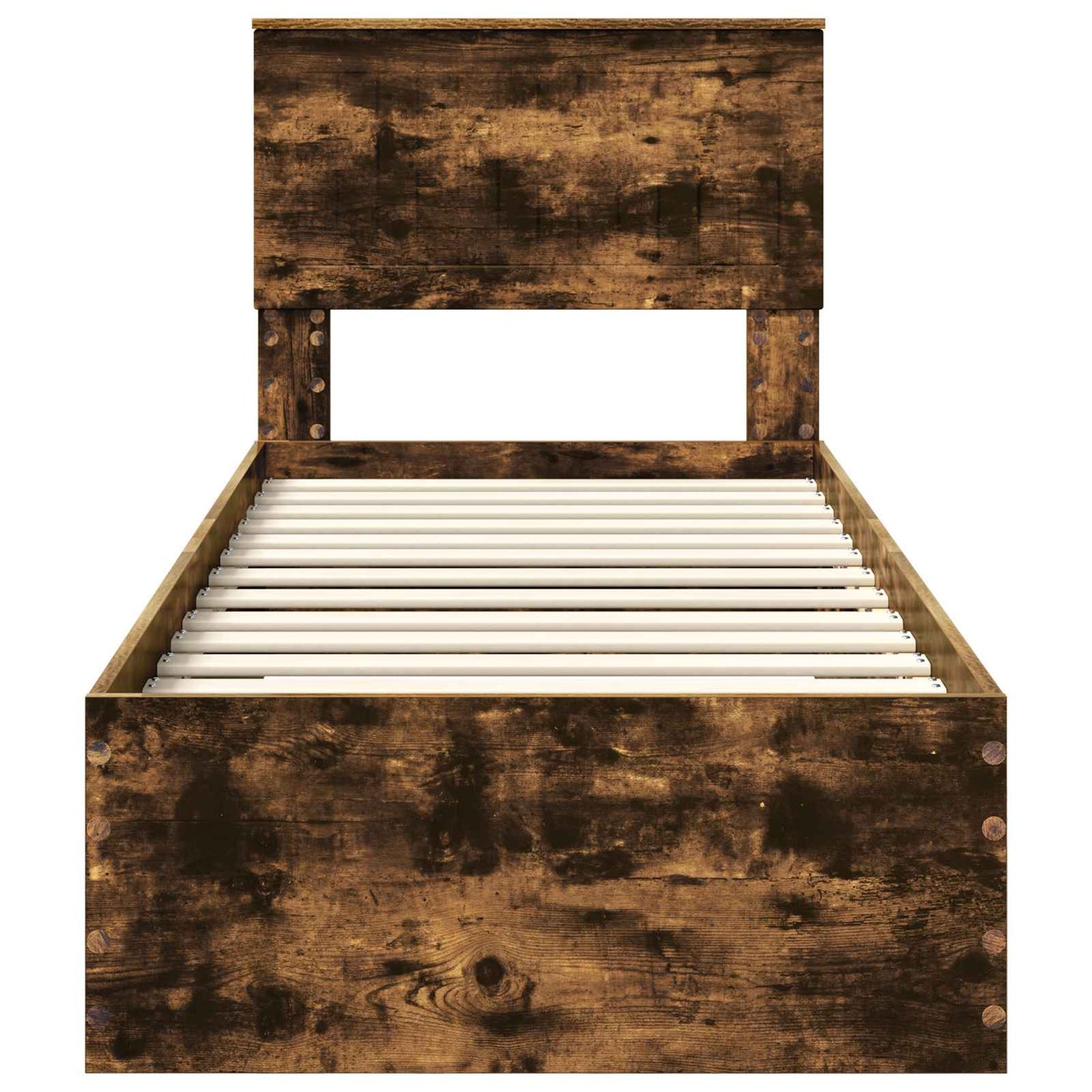 Bed Frame Smoked Oak and Silver 75 x 190 cm Engineered Wood