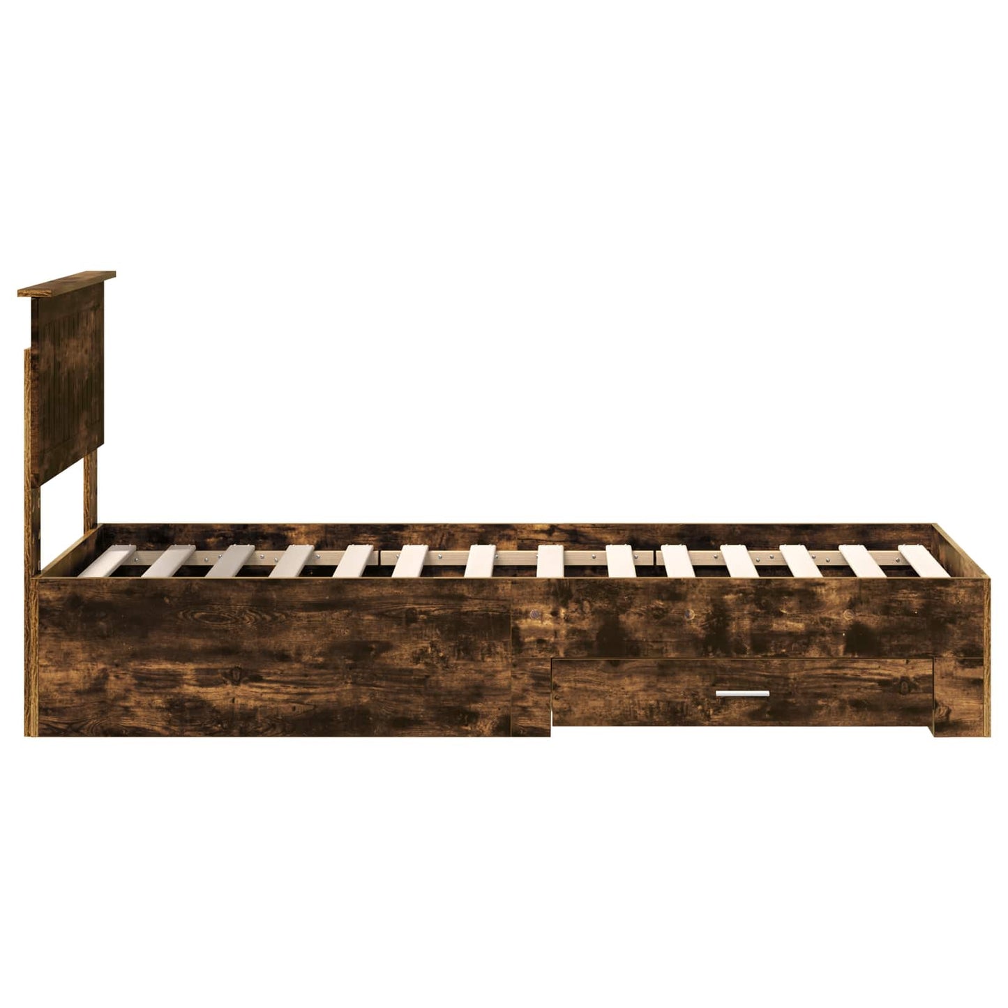 Bed Frame Smoked Oak and Silver 75 x 190 cm Engineered Wood