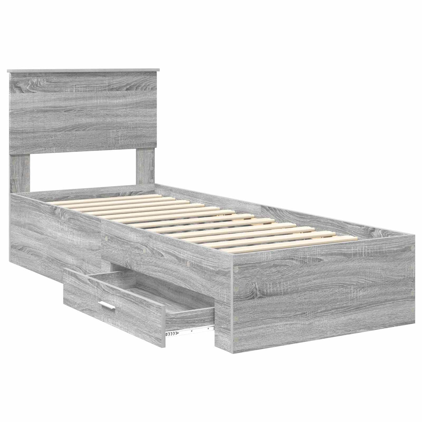 Bed Frame Grey Sonoma and Silver 75 x 190 cm Engineered Wood