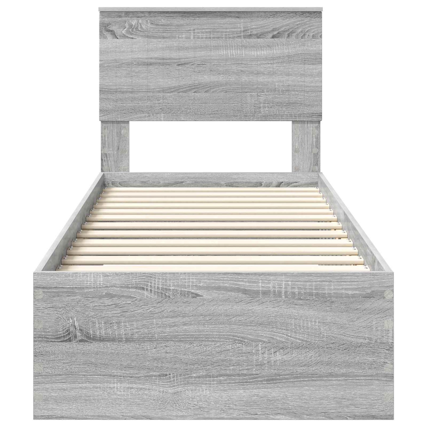 Bed Frame Grey Sonoma and Silver 75 x 190 cm Engineered Wood