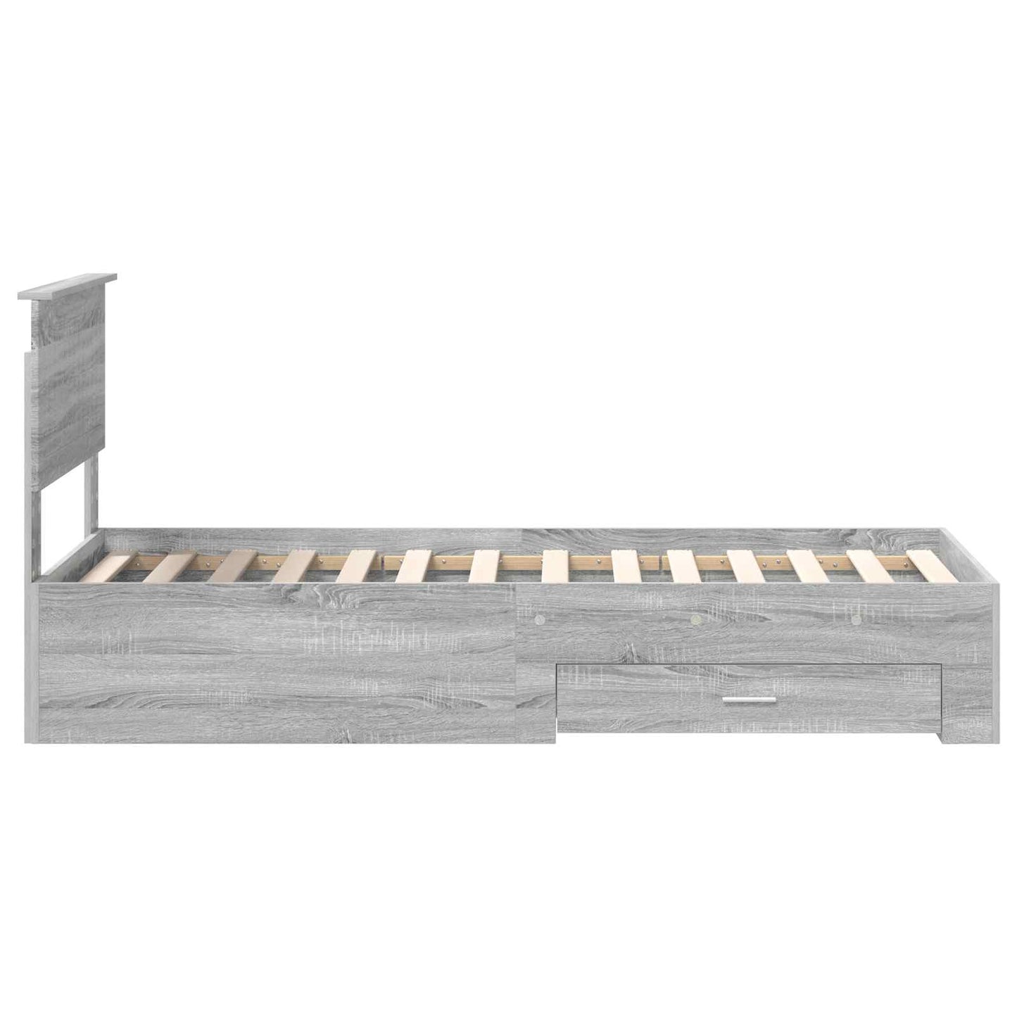 Bed Frame Grey Sonoma and Silver 75 x 190 cm Engineered Wood