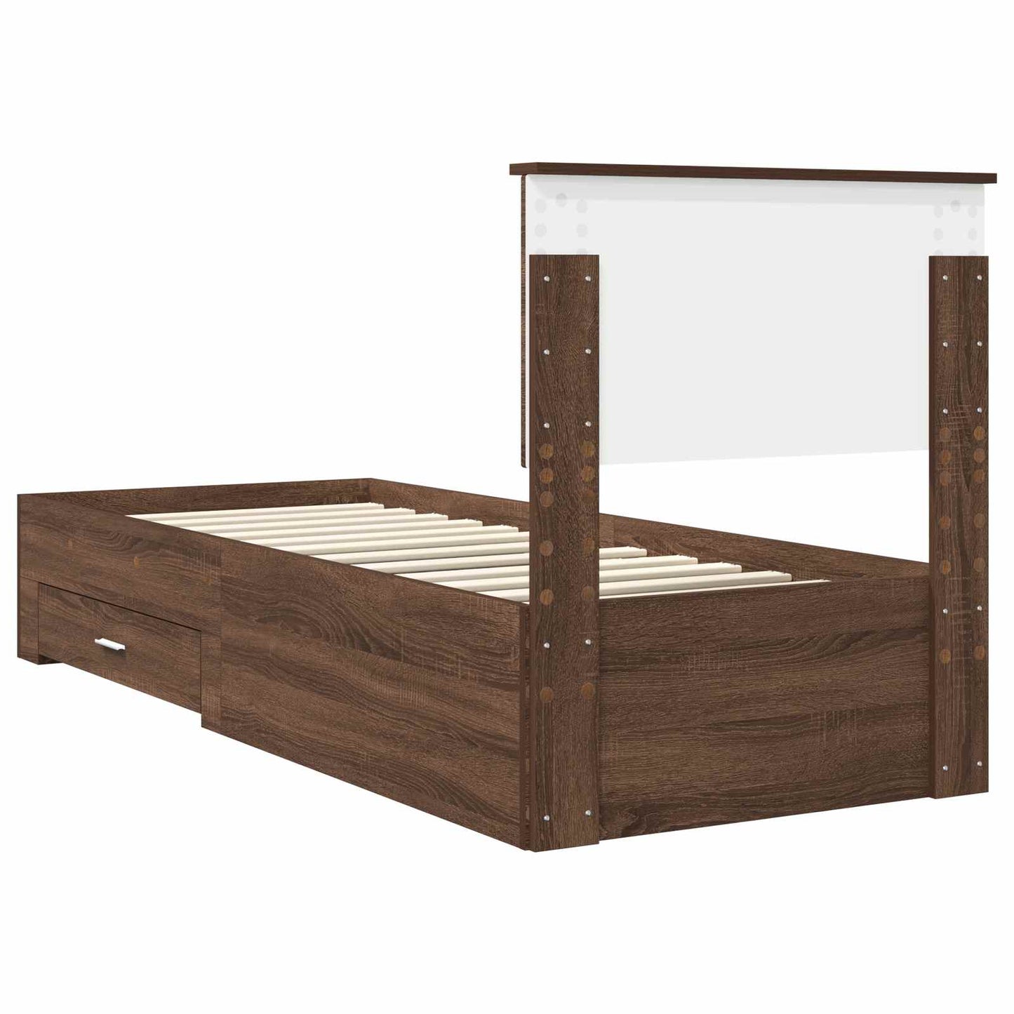 Bed Frame Brown Oak and Silver 75 x 190 cm Engineered Wood