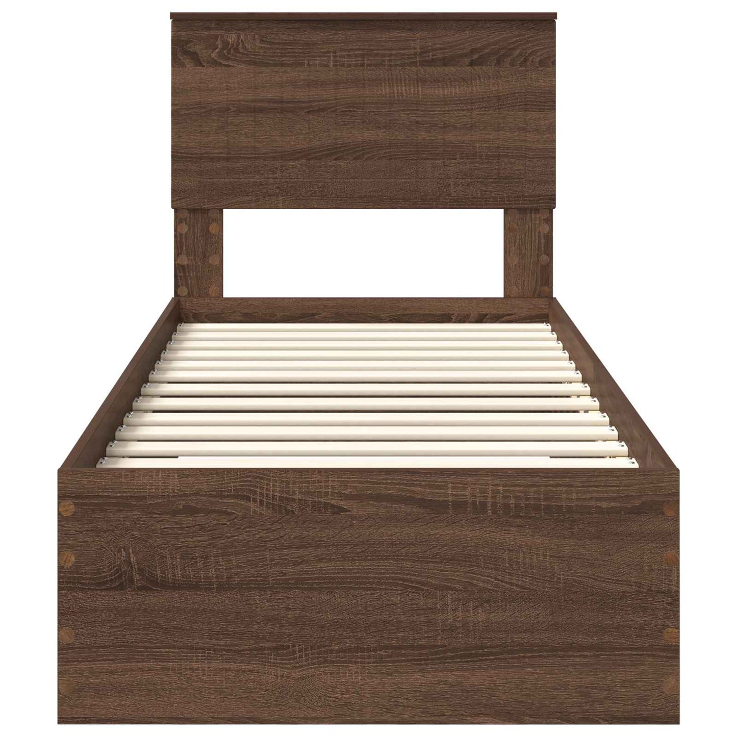 Bed Frame Brown Oak and Silver 75 x 190 cm Engineered Wood