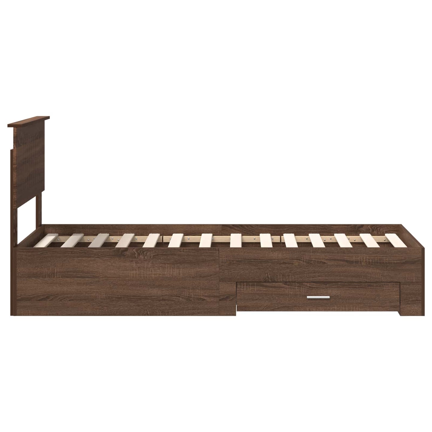 Bed Frame Brown Oak and Silver 75 x 190 cm Engineered Wood