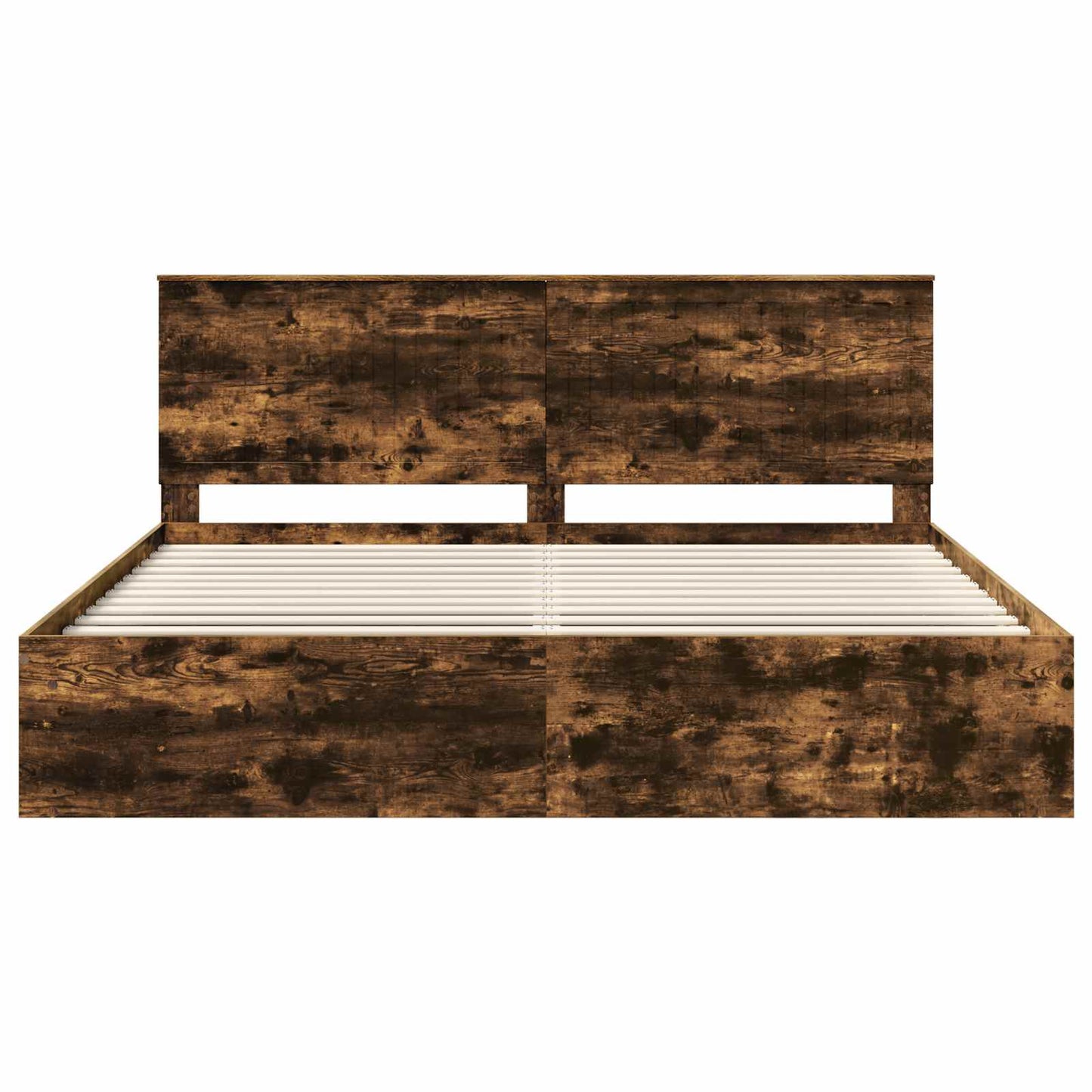 Bed Frame Smoked Oak 200 x 200 cm Solid Pine Wood