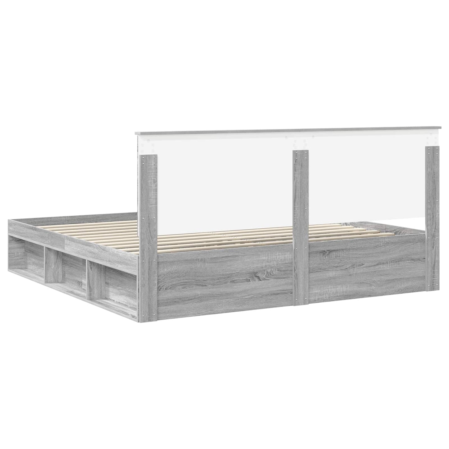 Bed Frame Grey Sonoma 200 x 200 cm Solid Pine Wood