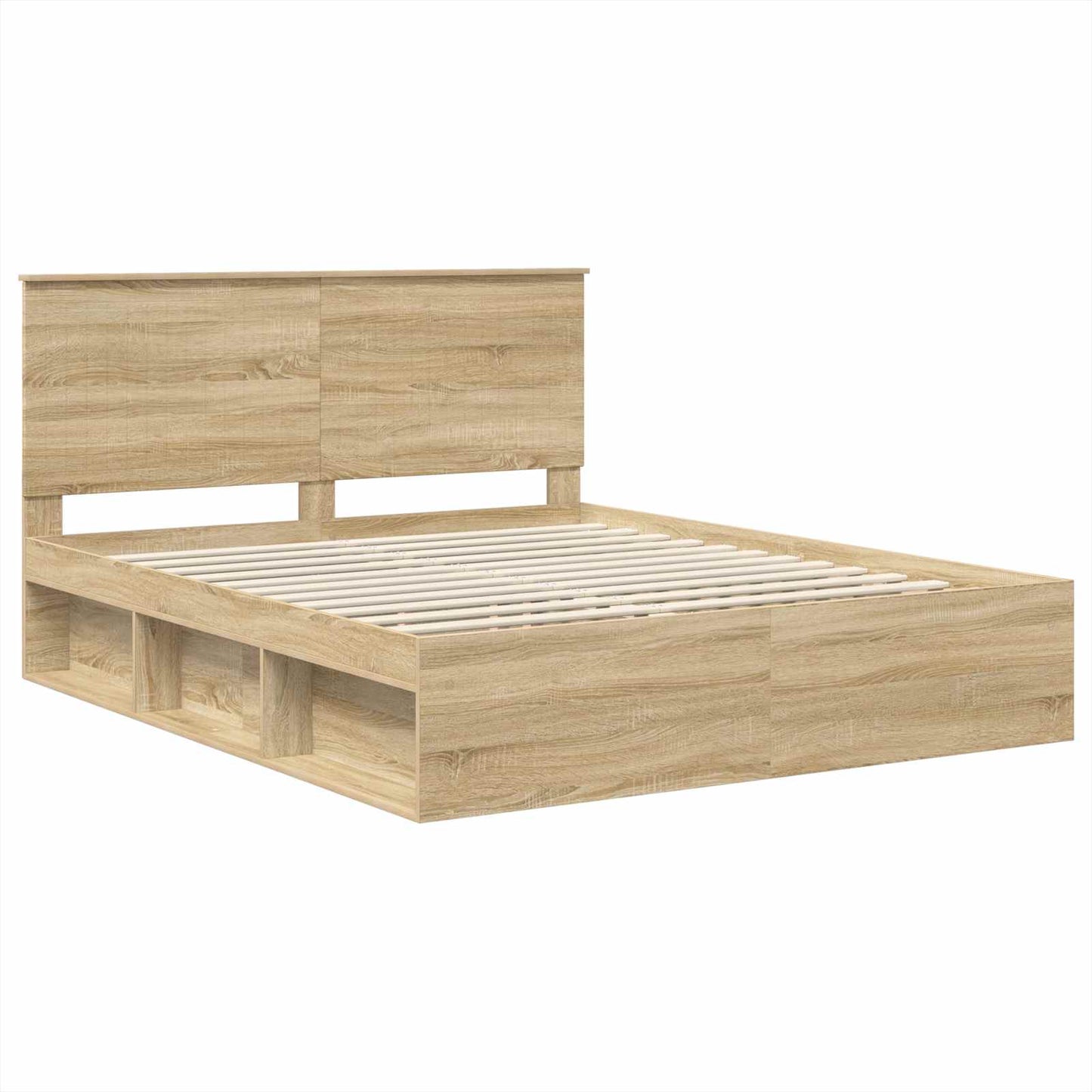 Bed Frame with Headboard Sonoma 160 x 200 cm Solid Pine Wood