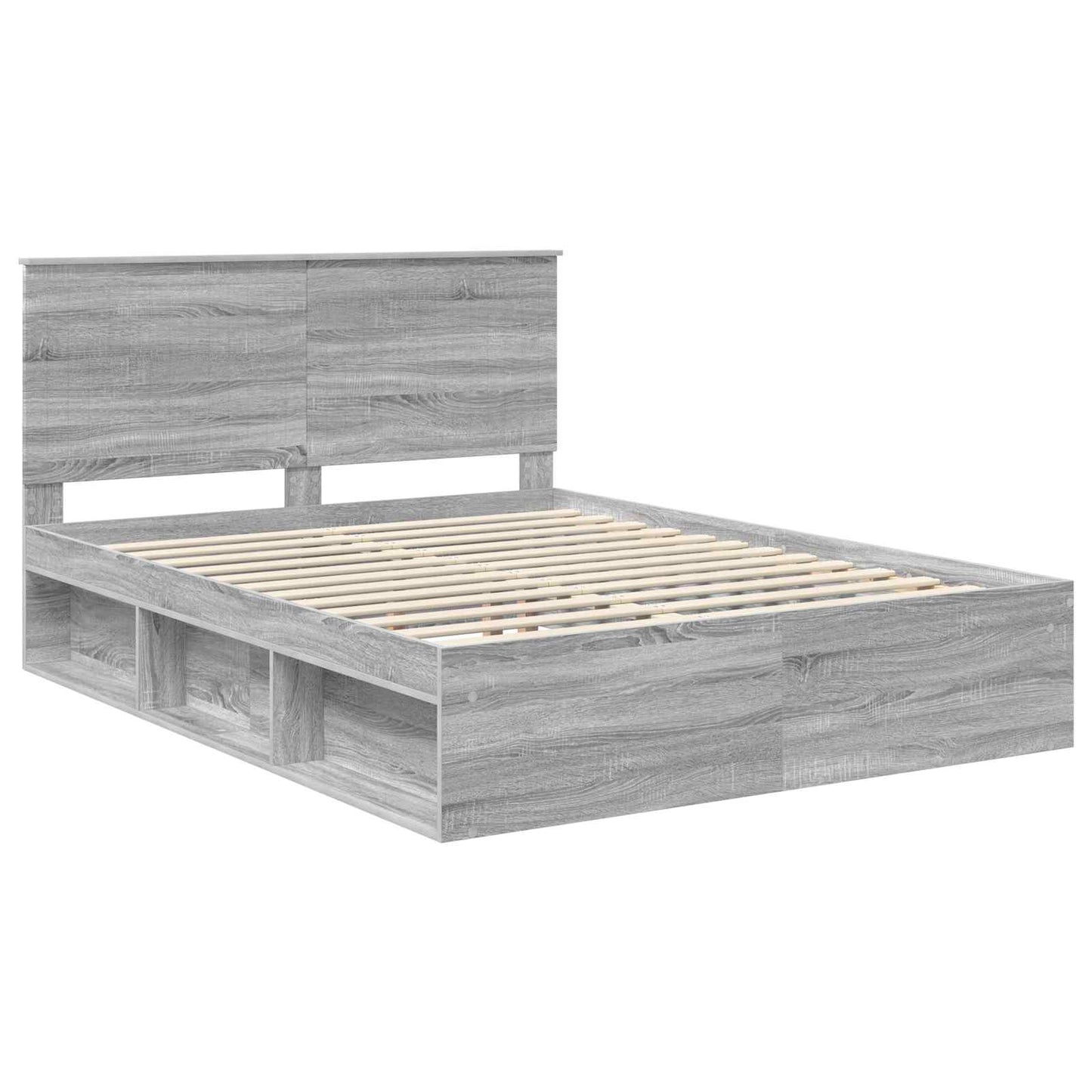 Bed Frame Grey Sonoma 150 x 200 cm Solid Pine Wood