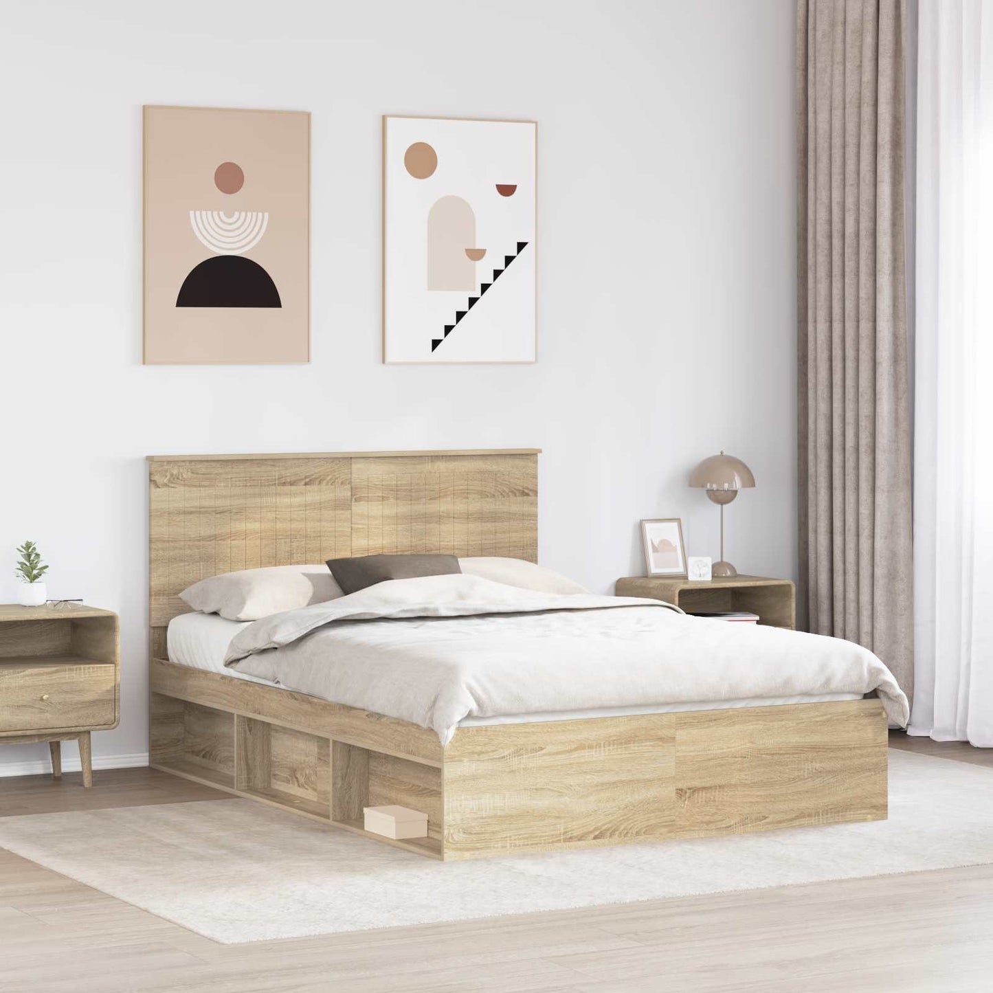 Bed Frame with Headboard Sonoma 140 x 200 cm Solid Pine Wood