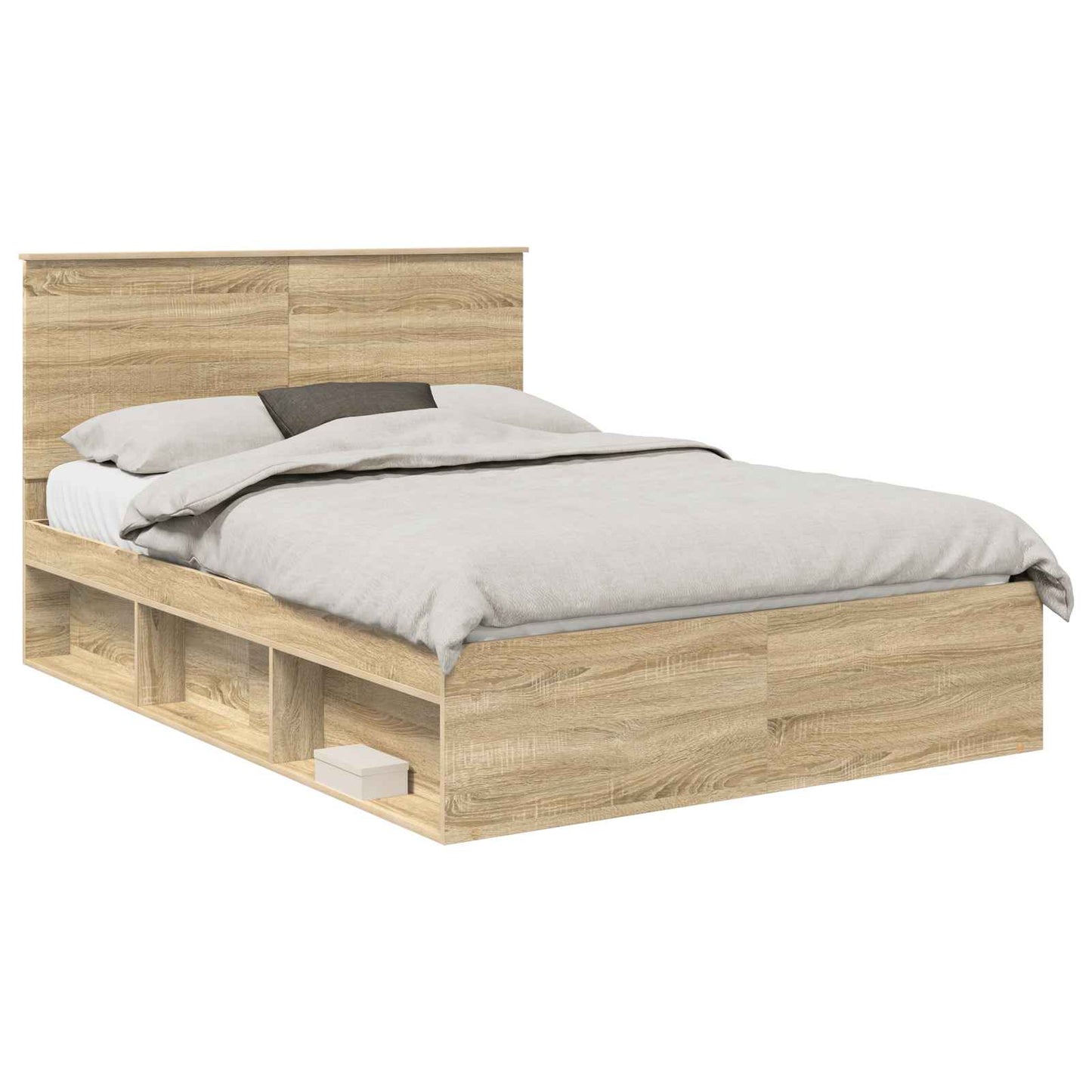Bed Frame with Headboard Sonoma 140 x 200 cm Solid Pine Wood