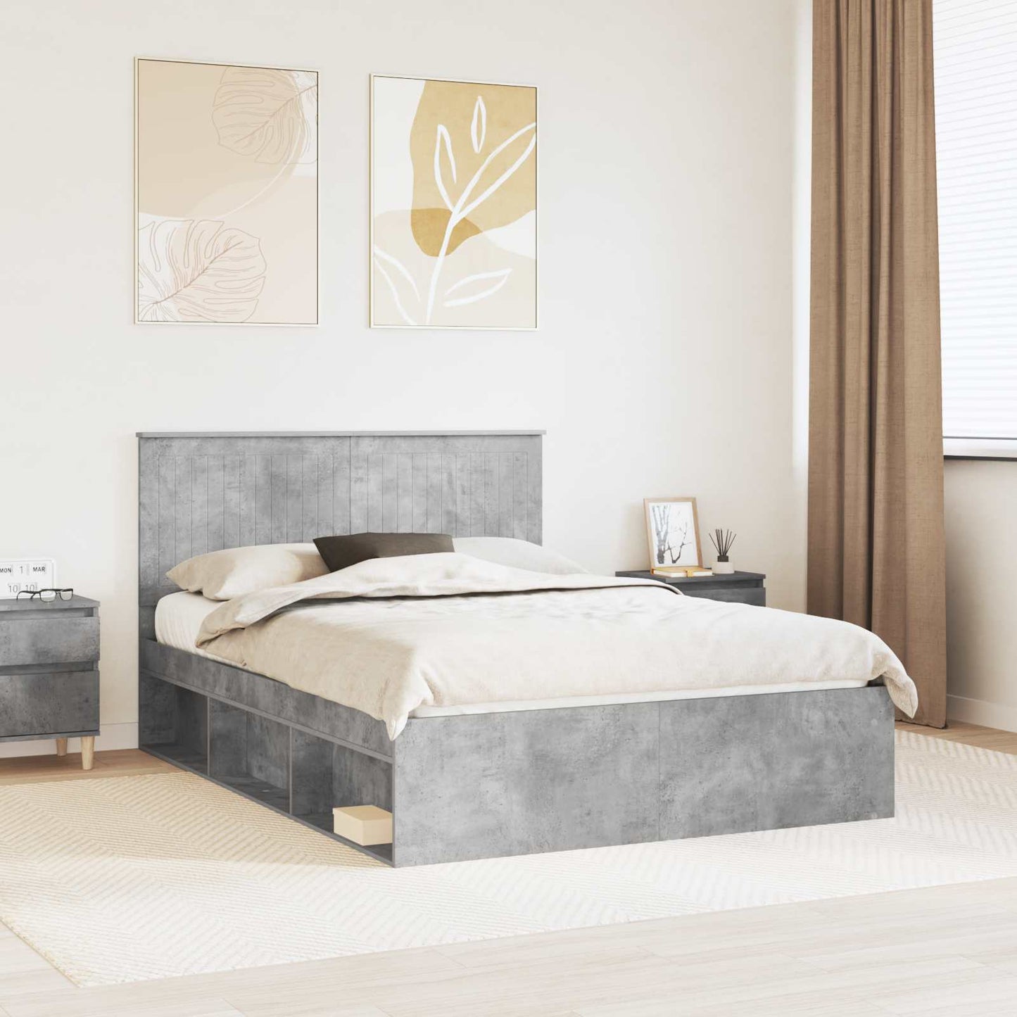 Bed Frame with Headboard Concerte 140 x 200 cm Solid Pine Wood