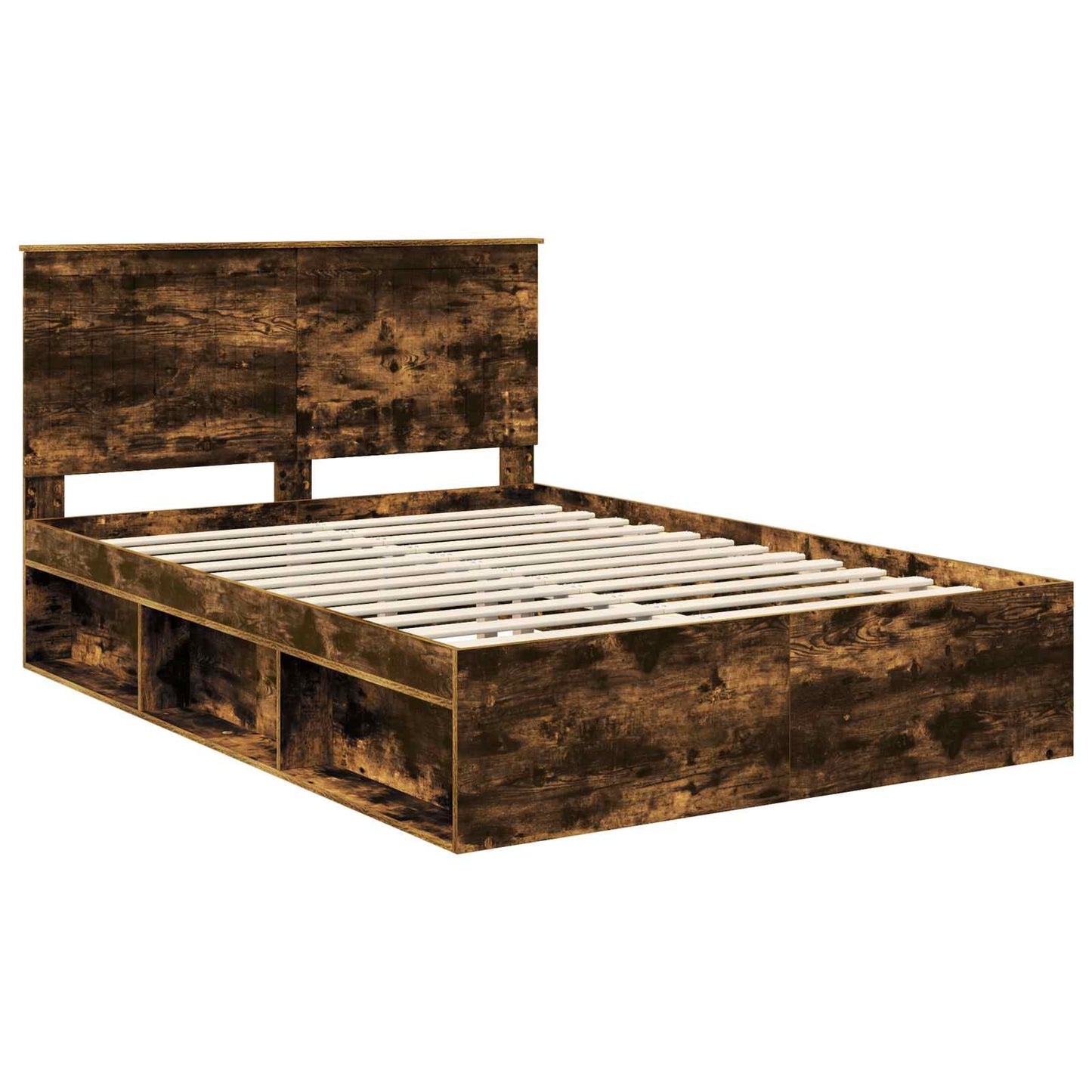 Bed Frame Smoked Oak 140 x 200 cm Solid Pine Wood