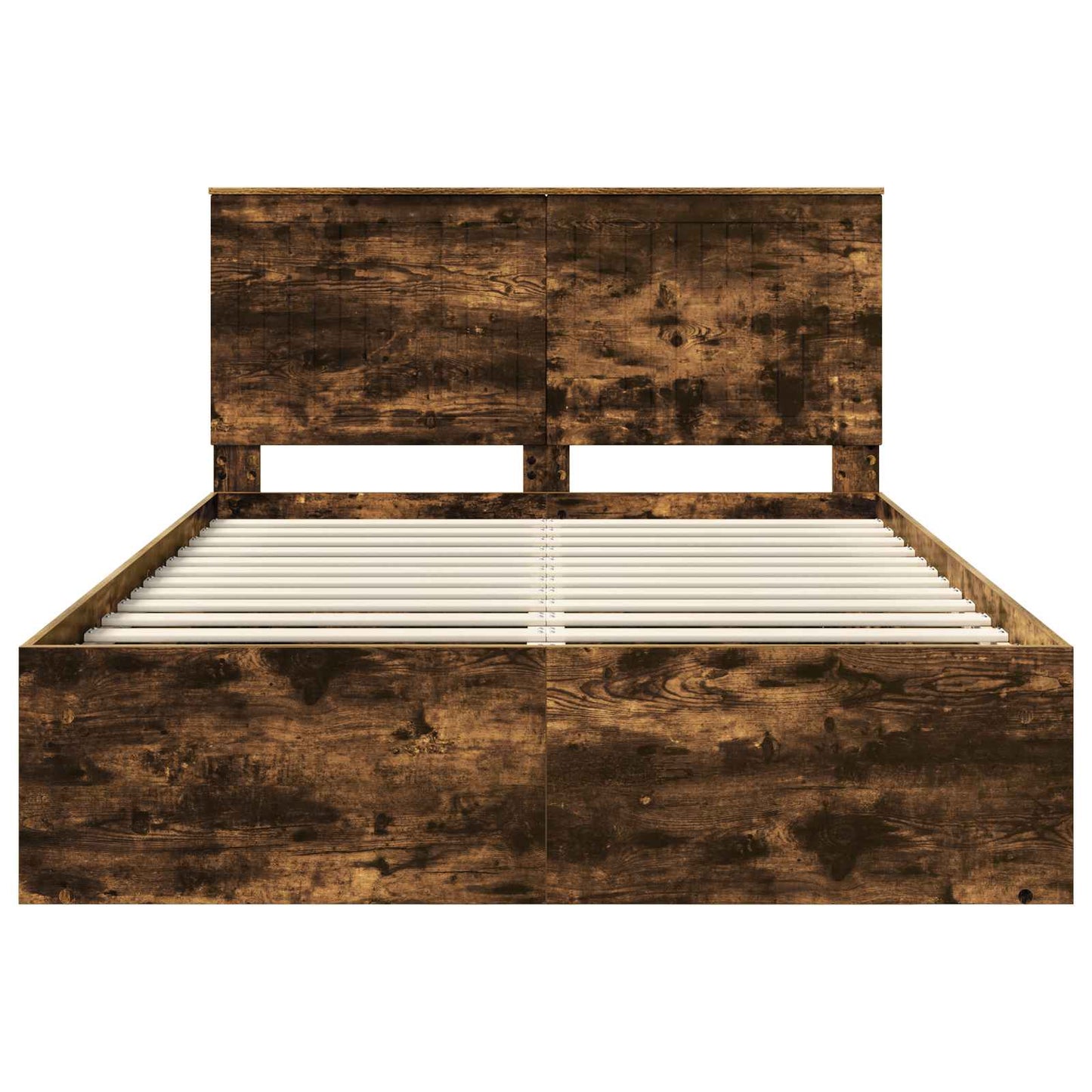 Bed Frame Smoked Oak 140 x 200 cm Solid Pine Wood
