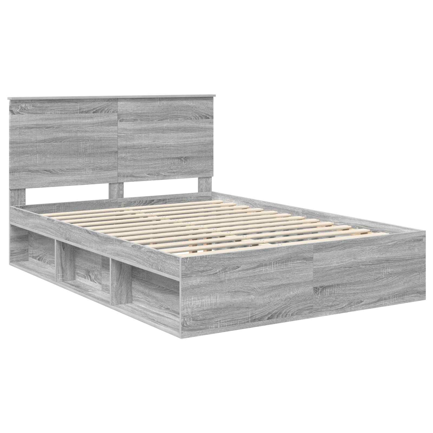 Bed Frame Grey Sonoma 140 x 200 cm Solid Pine Wood