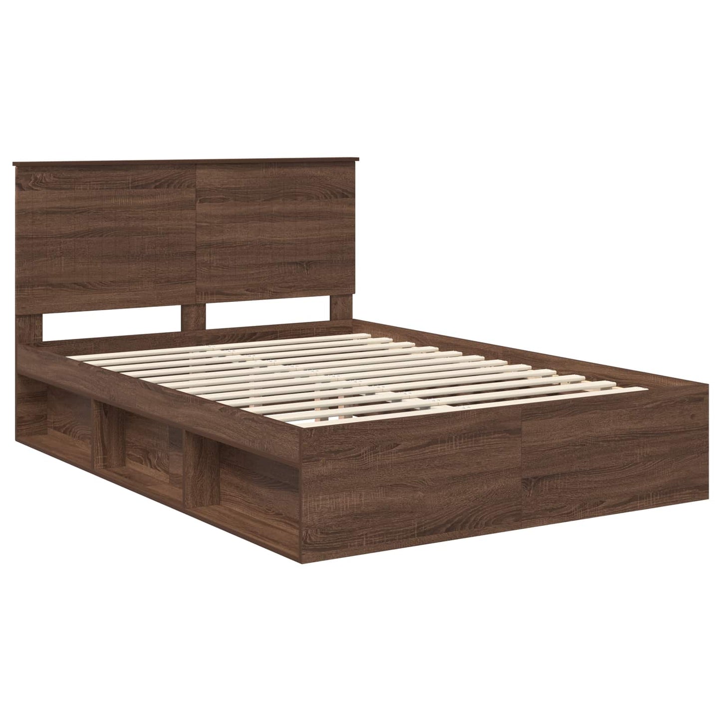 Bed Frame with Headboard Brown Oak 140 x 200 cm Solid Pine Wood