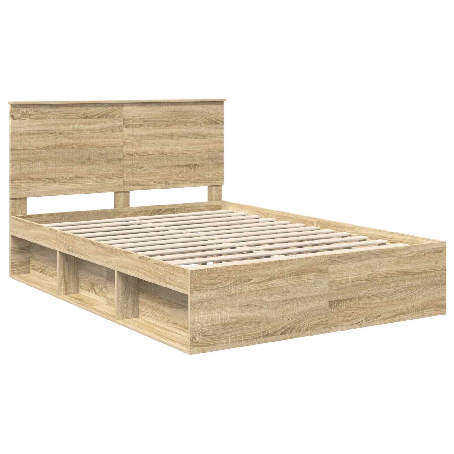 Bed Frame with Headboard Sonoma 140 x 190 cm Solid Pine Wood