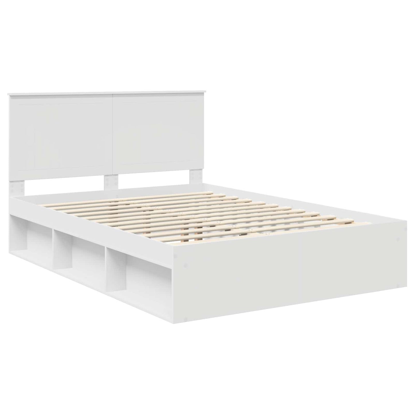 Bed Frame with Headboard White 135 x 190 cm Solid Pine Wood