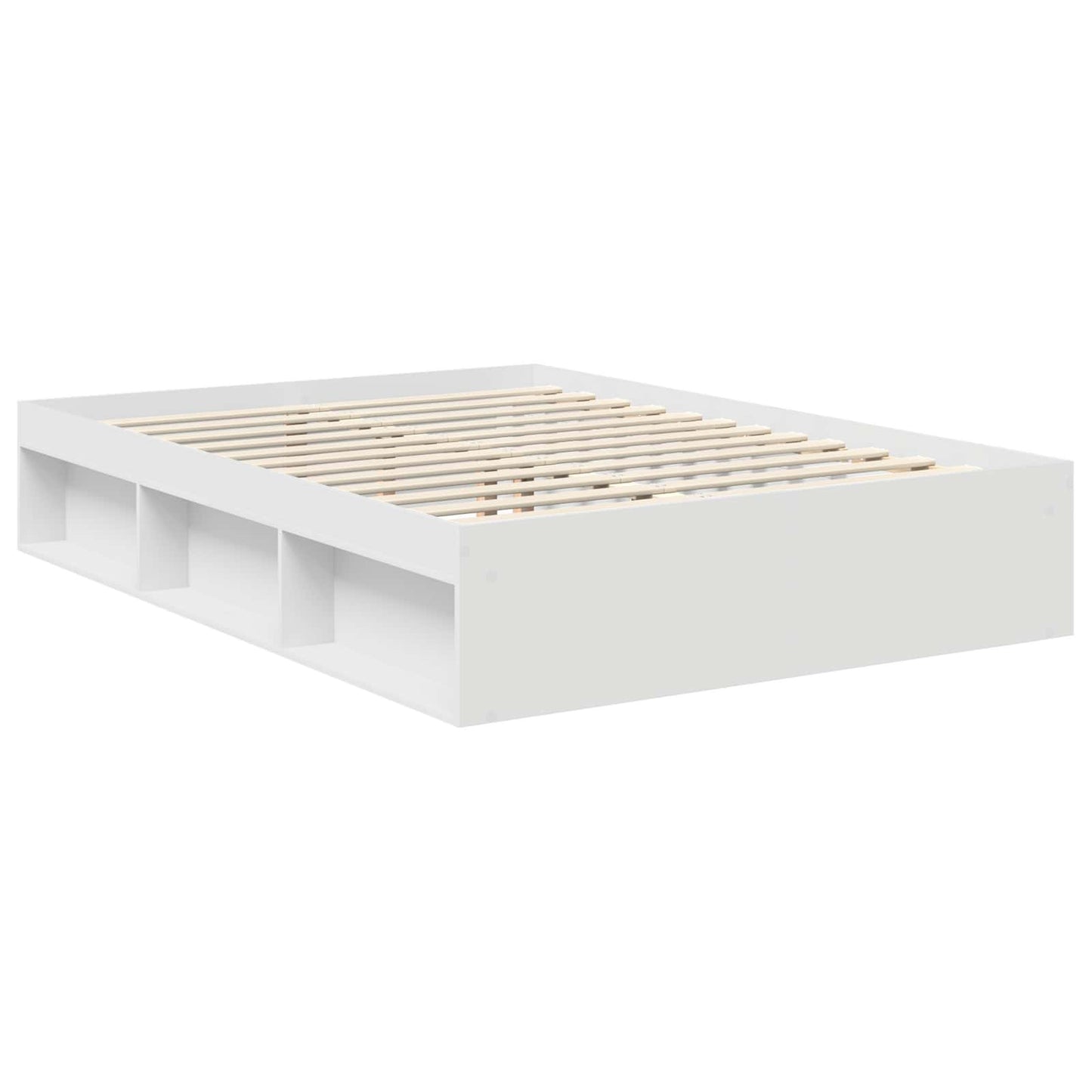 Bed Frame with Headboard White 135 x 190 cm Solid Pine Wood