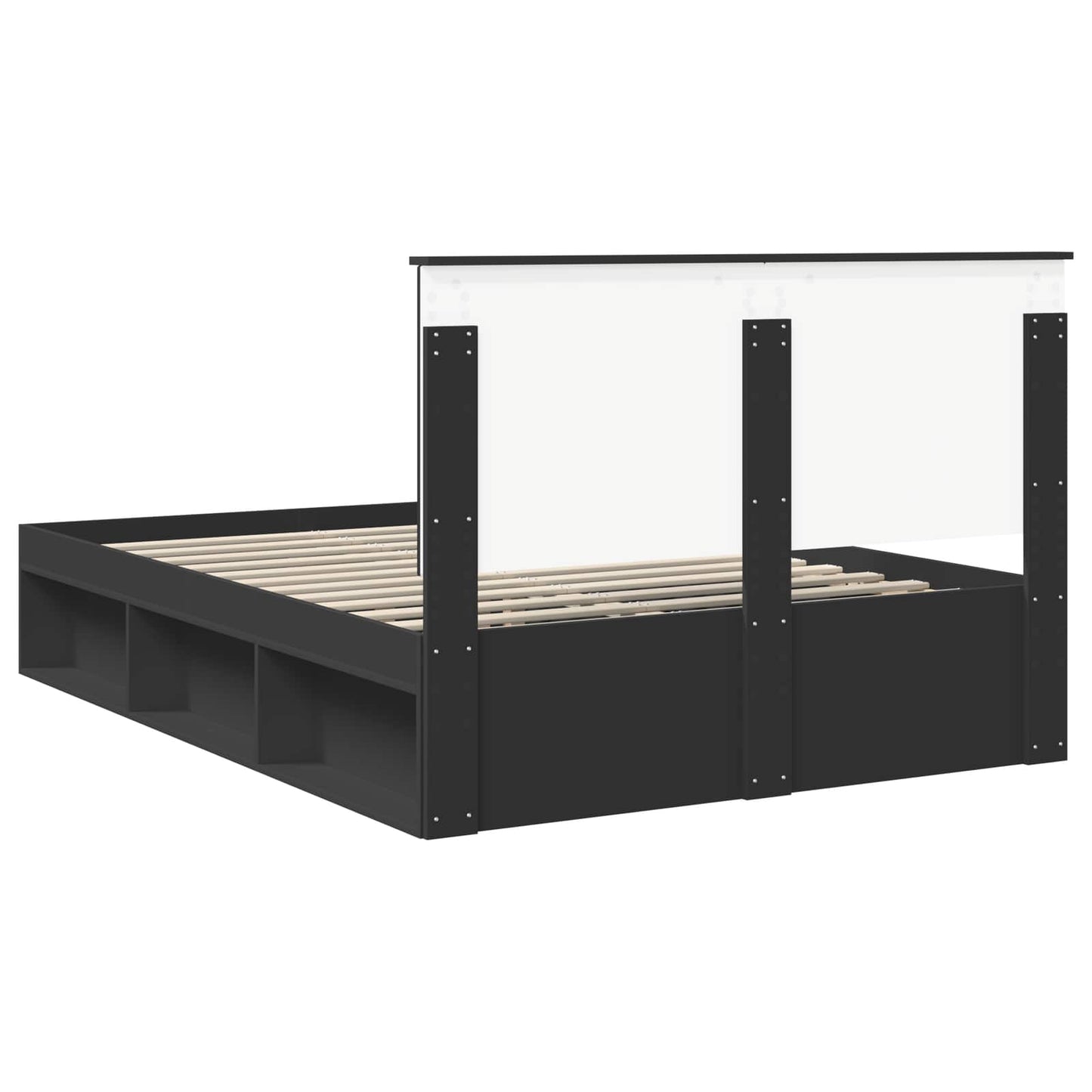 Bed Frame with Headboard Black 135 x 190 cm Solid Pine Wood