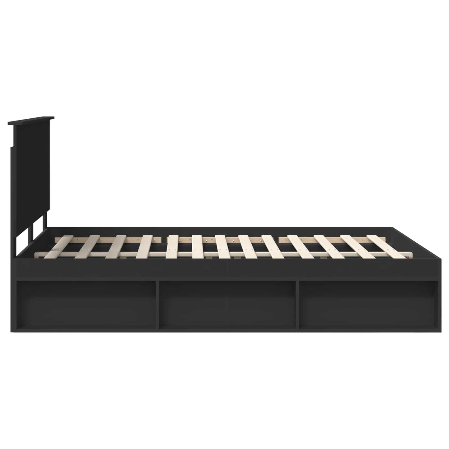 Bed Frame with Headboard Black 135 x 190 cm Solid Pine Wood