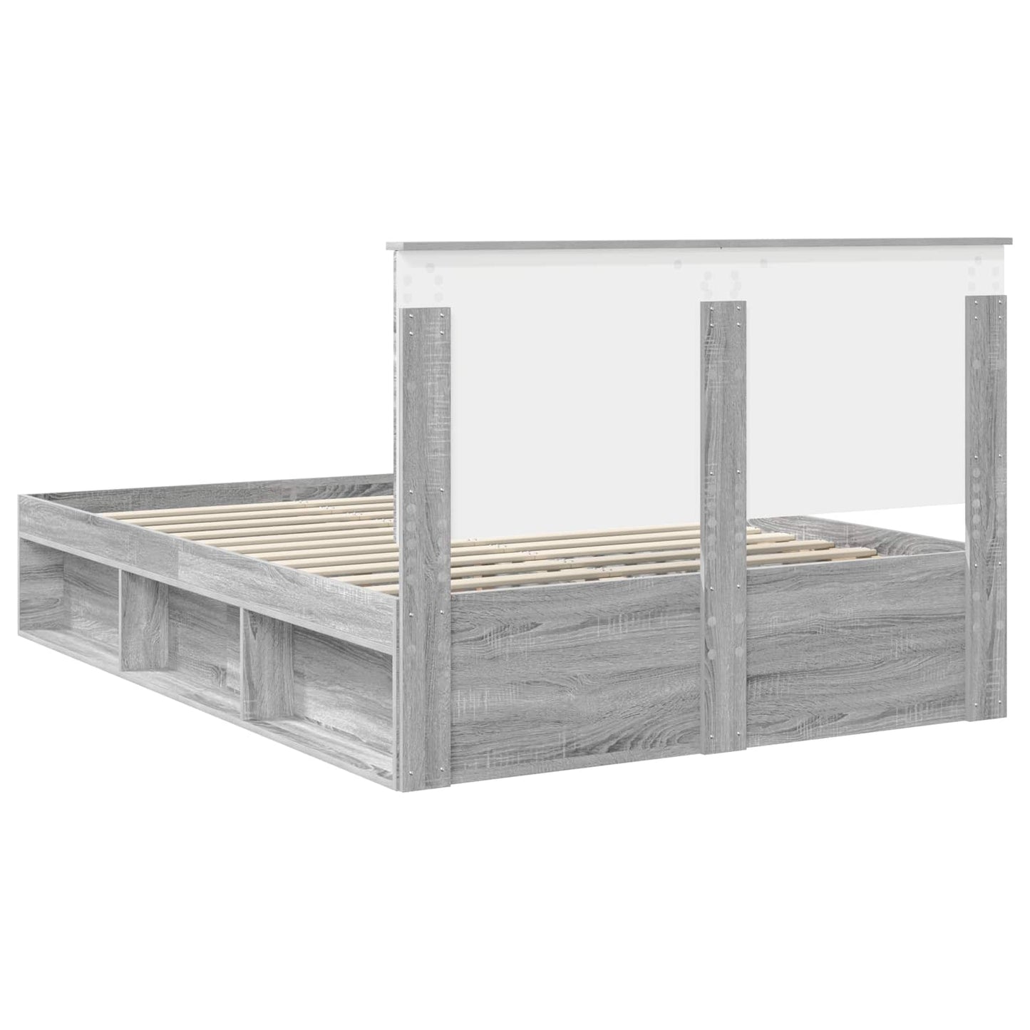 Bed Frame Grey Sonoma 135 x 190 cm Solid Pine Wood