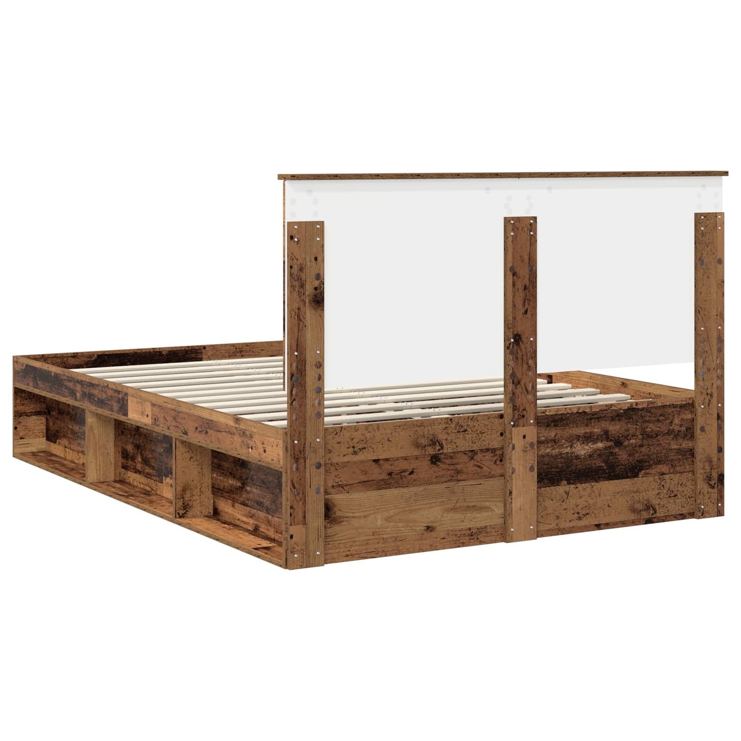 Bed Frame with Headboard Old Wood 135 x 190 cm Solid Pine Wood