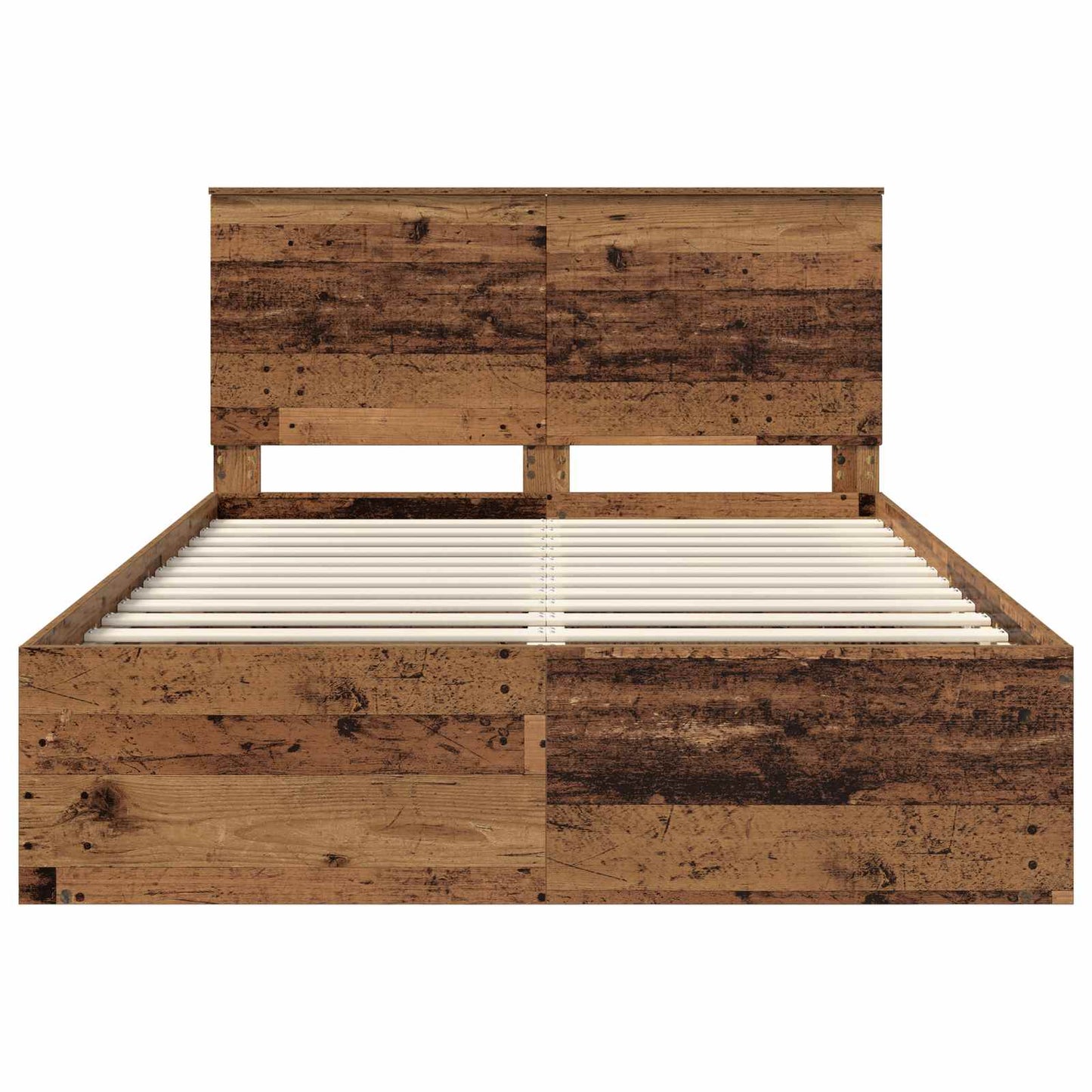 Bed Frame with Headboard Old Wood 135 x 190 cm Solid Pine Wood