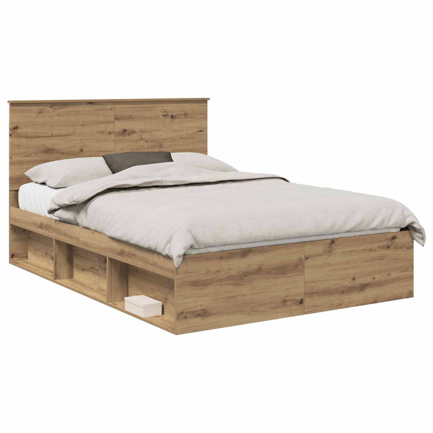 Bed Frame Artisian Oak 135 x 190 cm Solid Pine Wood