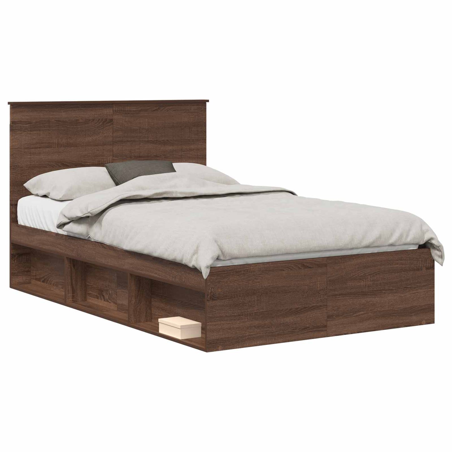 Bed Frame with Headboard Brown Oak 120 x 200 cm Solid Pine Wood