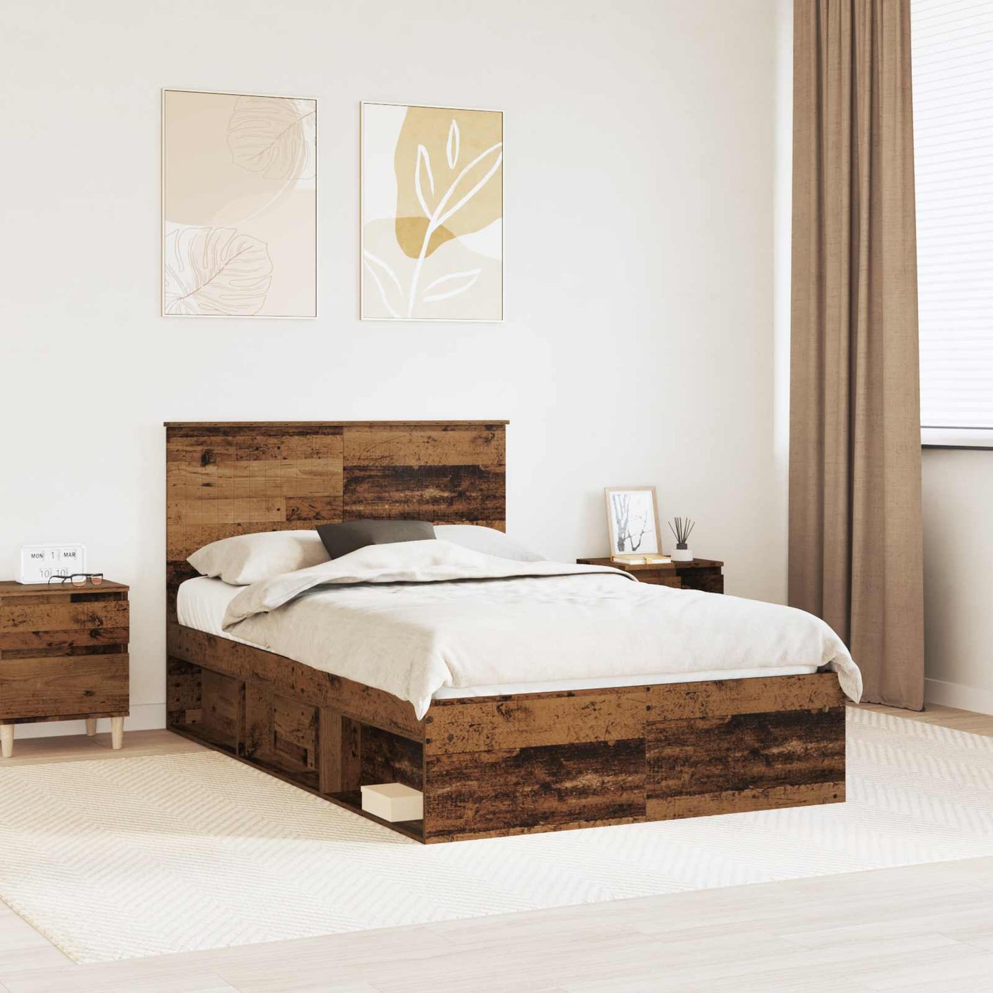 Bed Frame with Headboard Old Wood 120 x 200 cm Solid Pine Wood