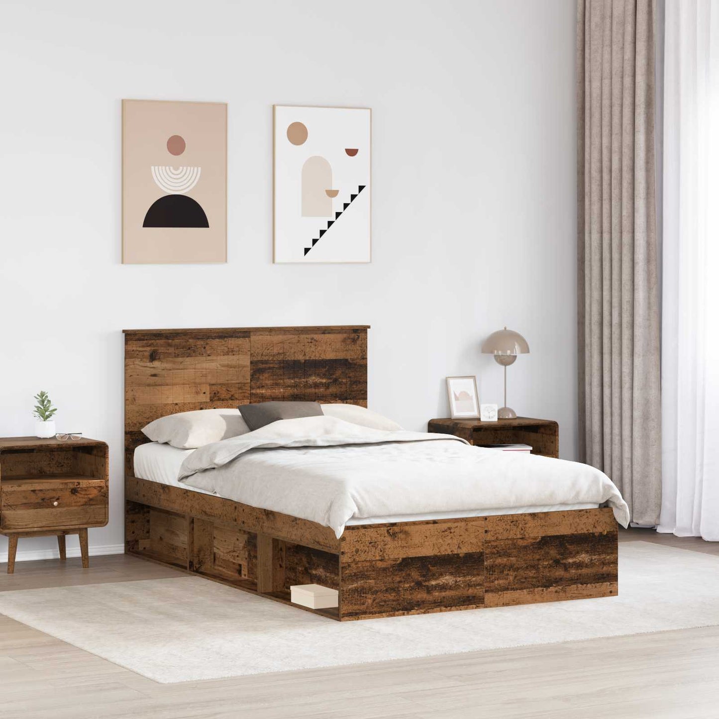 Bed Frame with Headboard Old Wood 120 x 200 cm Solid Pine Wood
