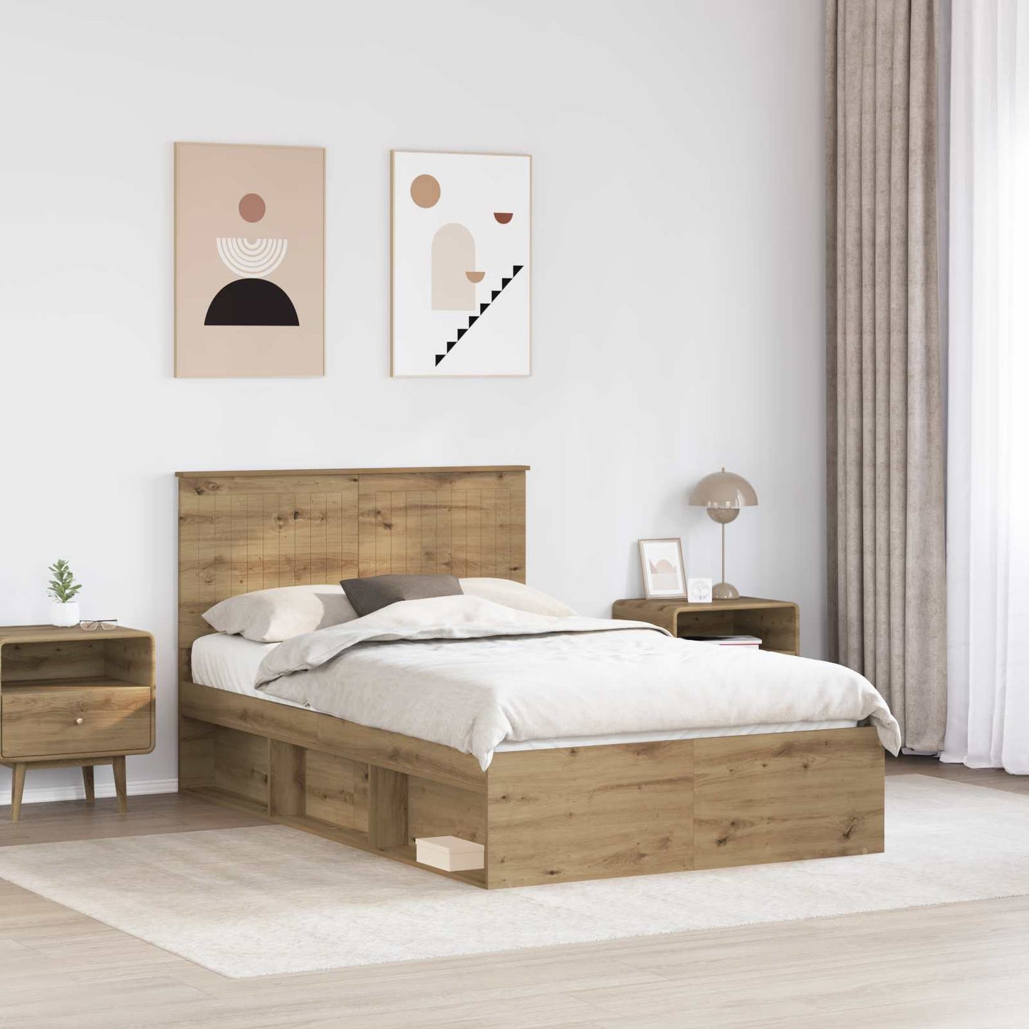 Bed Frame Artisian Oak 120 x 200 cm Solid Pine Wood