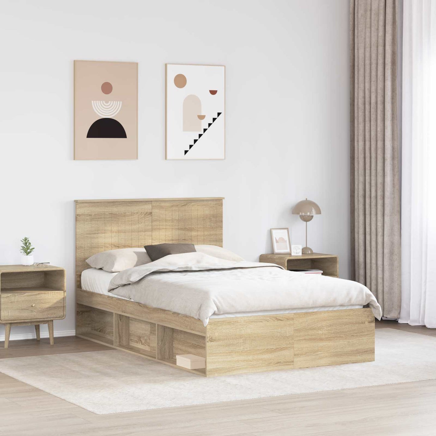 Bed Frame with Headboard Sonoma 120 x 190 cm Solid Pine Wood