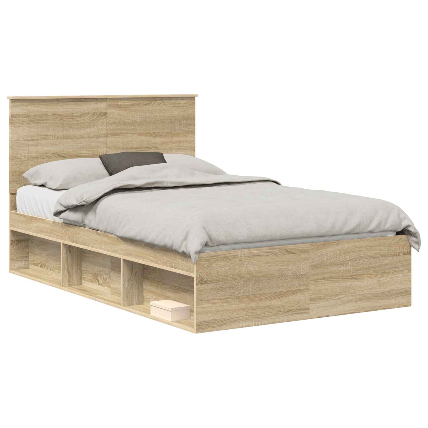 Bed Frame with Headboard Sonoma 120 x 190 cm Solid Pine Wood
