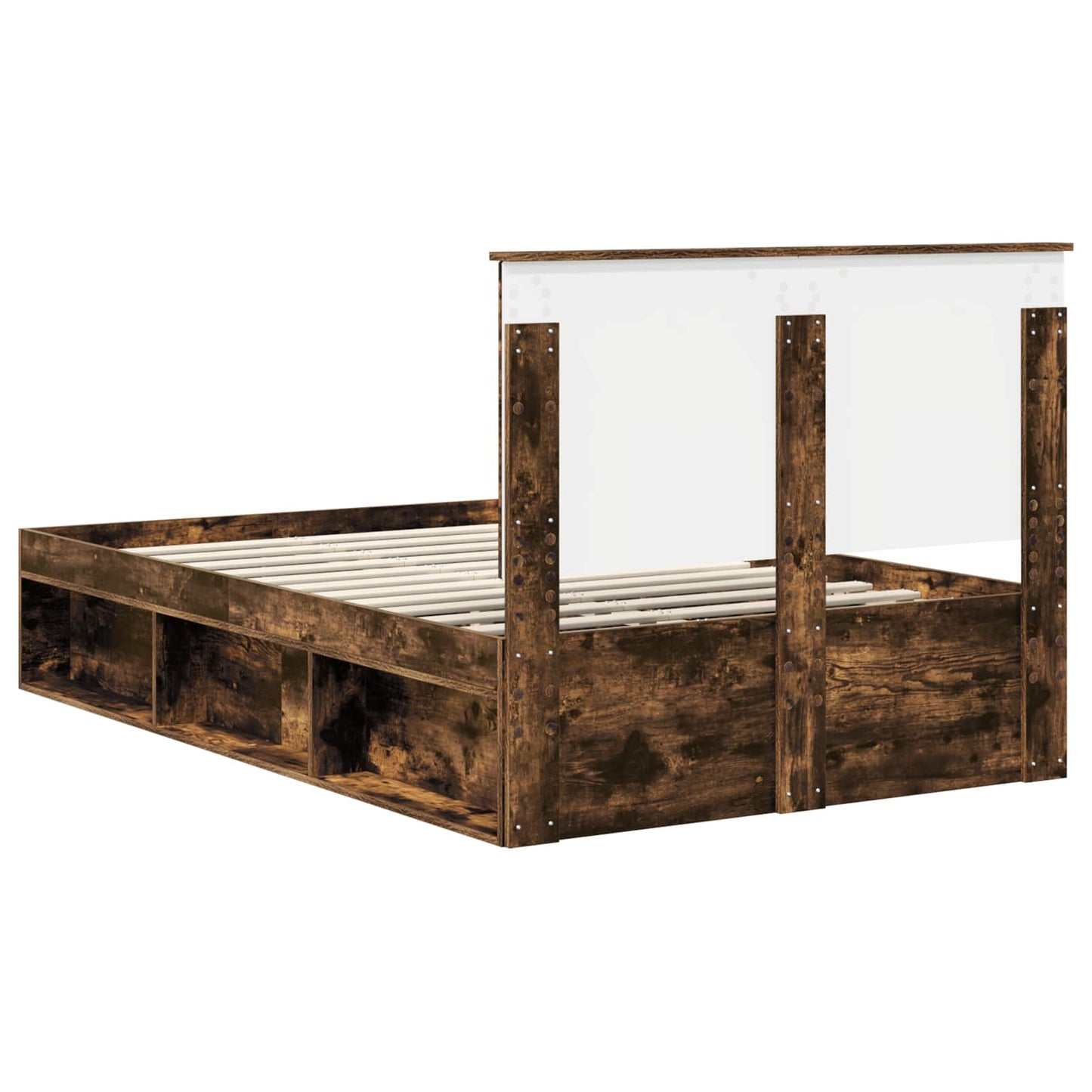 Bed Frame Smoked Oak 120 x 190 cm Solid Pine Wood