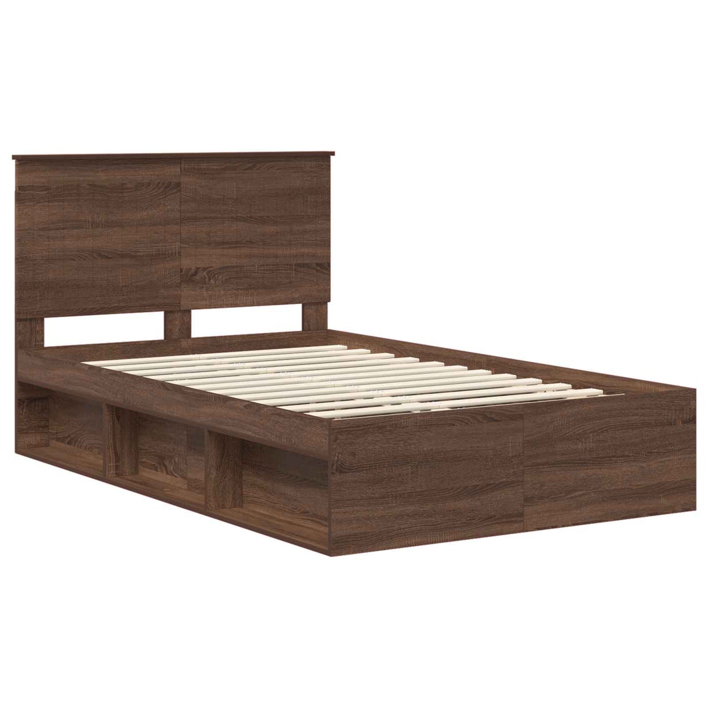 Bed Frame with Headboard Brown Oak 120 x 190 cm Solid Pine Wood