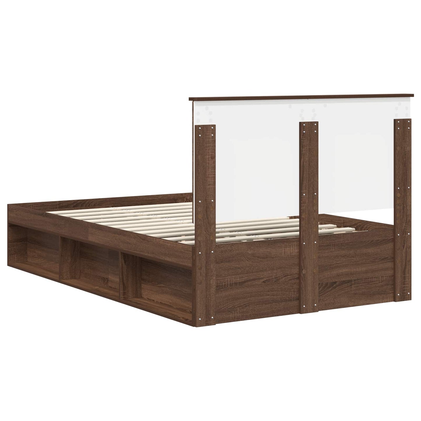 Bed Frame with Headboard Brown Oak 120 x 190 cm Solid Pine Wood