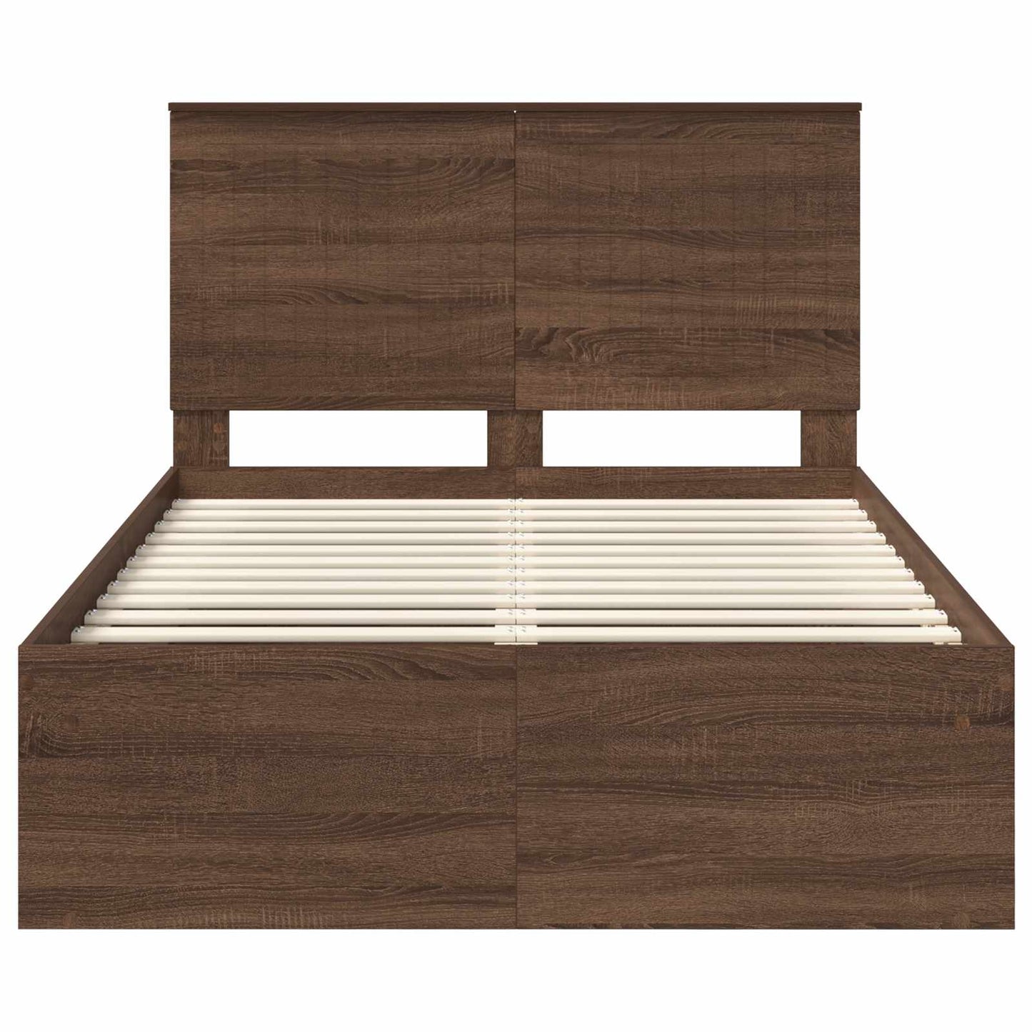 Bed Frame with Headboard Brown Oak 120 x 190 cm Solid Pine Wood