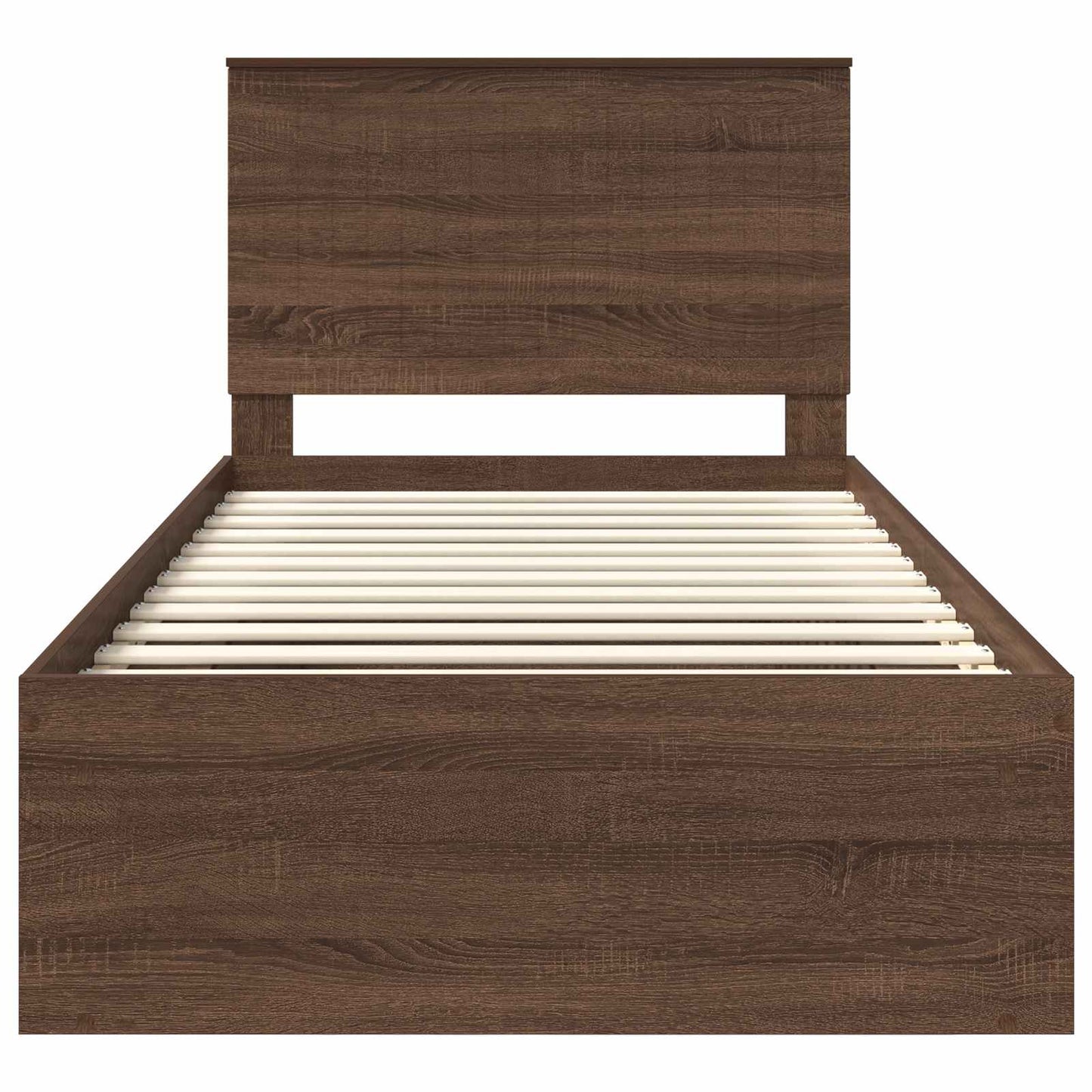 Bed Frame with Headboard Brown Oak 100 x 200 cm Solid Pine Wood